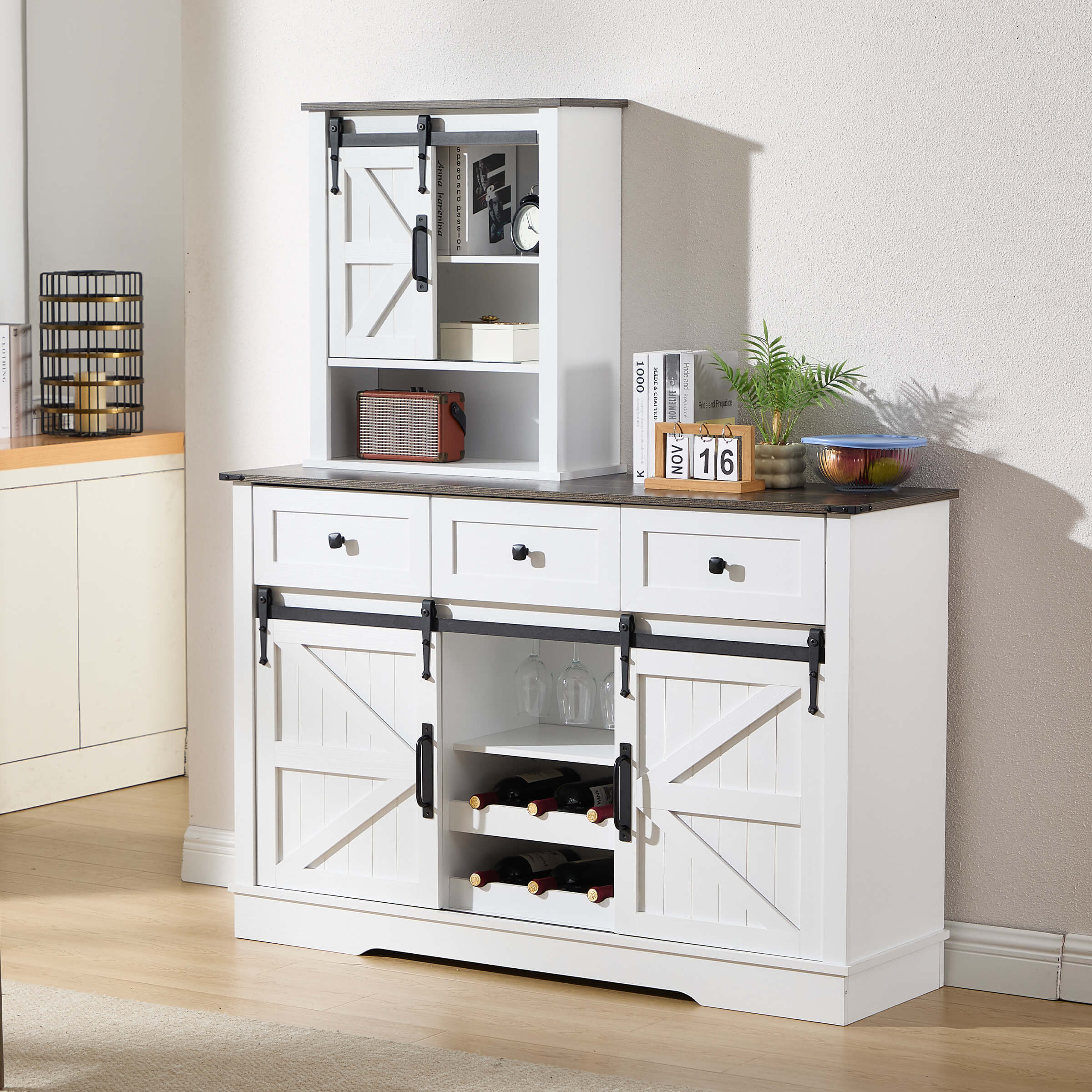 Kmax Rustic Farmhouse Cabinet with Sliding Barn Door - XX156CB