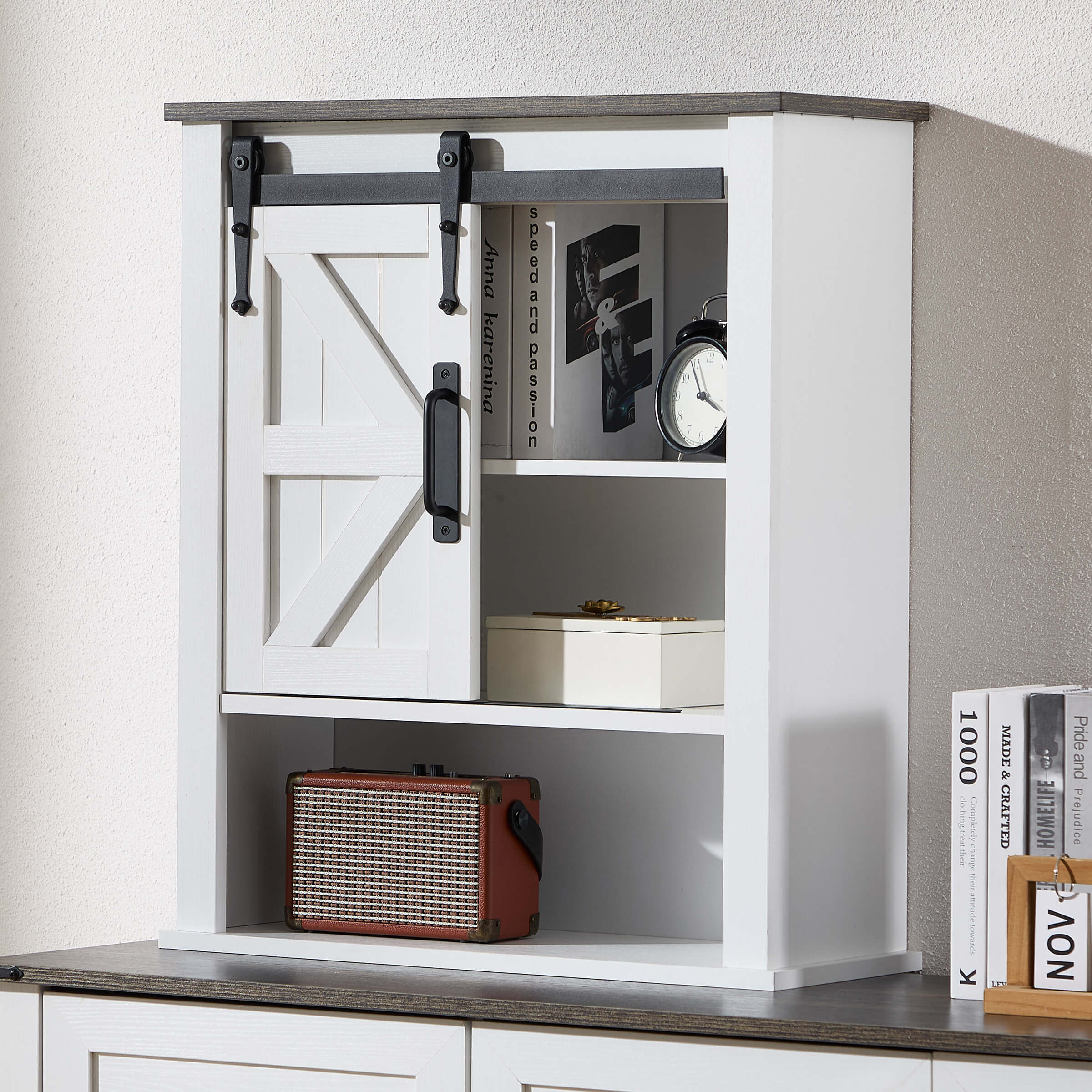 Kmax Rustic Farmhouse Cabinet with Sliding Barn Door - XX156CB