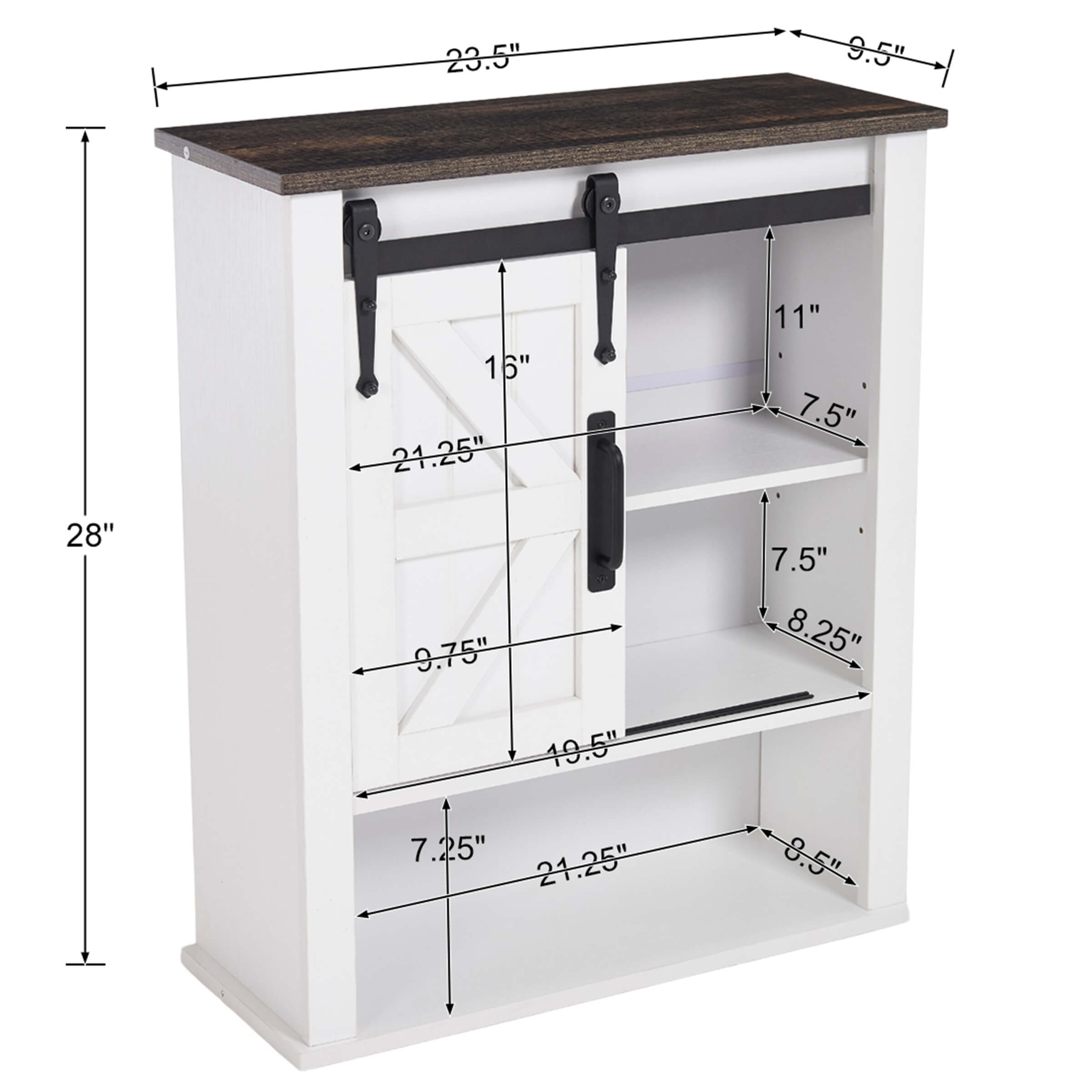 Kmax Rustic Farmhouse Cabinet with Sliding Barn Door - XX156CB