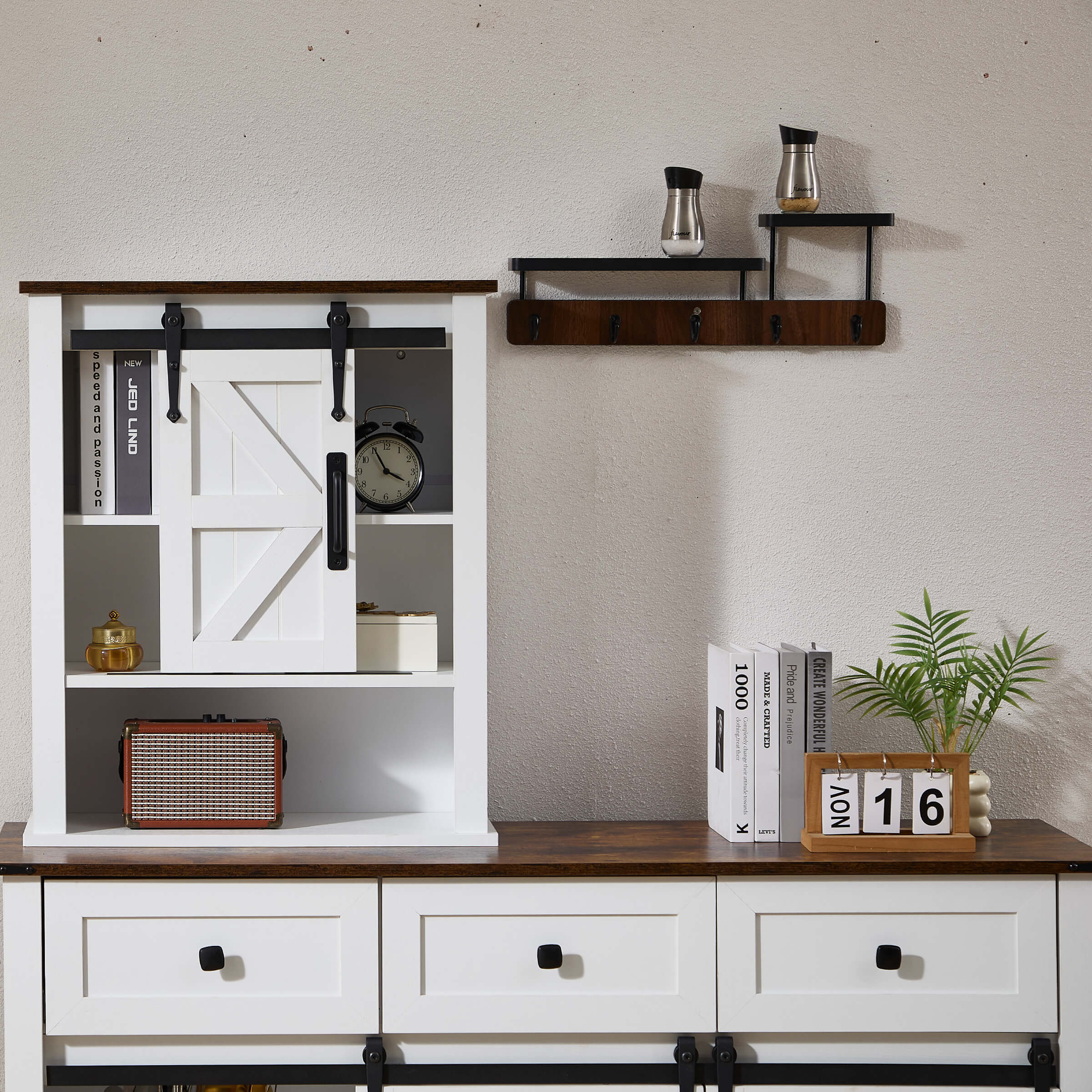 Kmax Rustic Farmhouse Cabinet with Sliding Barn Door - XX156CB