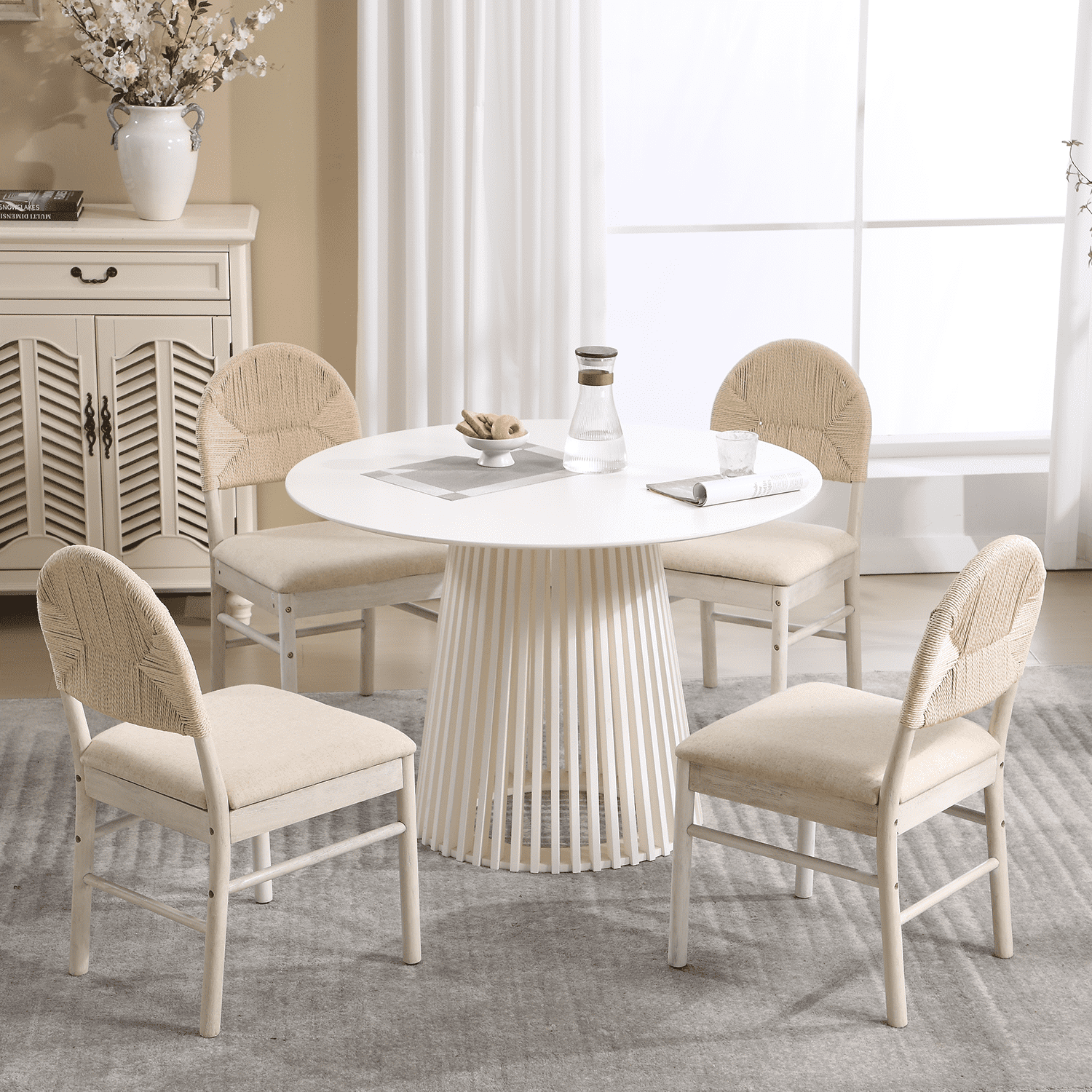 Kmax Semicircular Rattan Backrest Dining Chairs Set of 2 - 2402DC