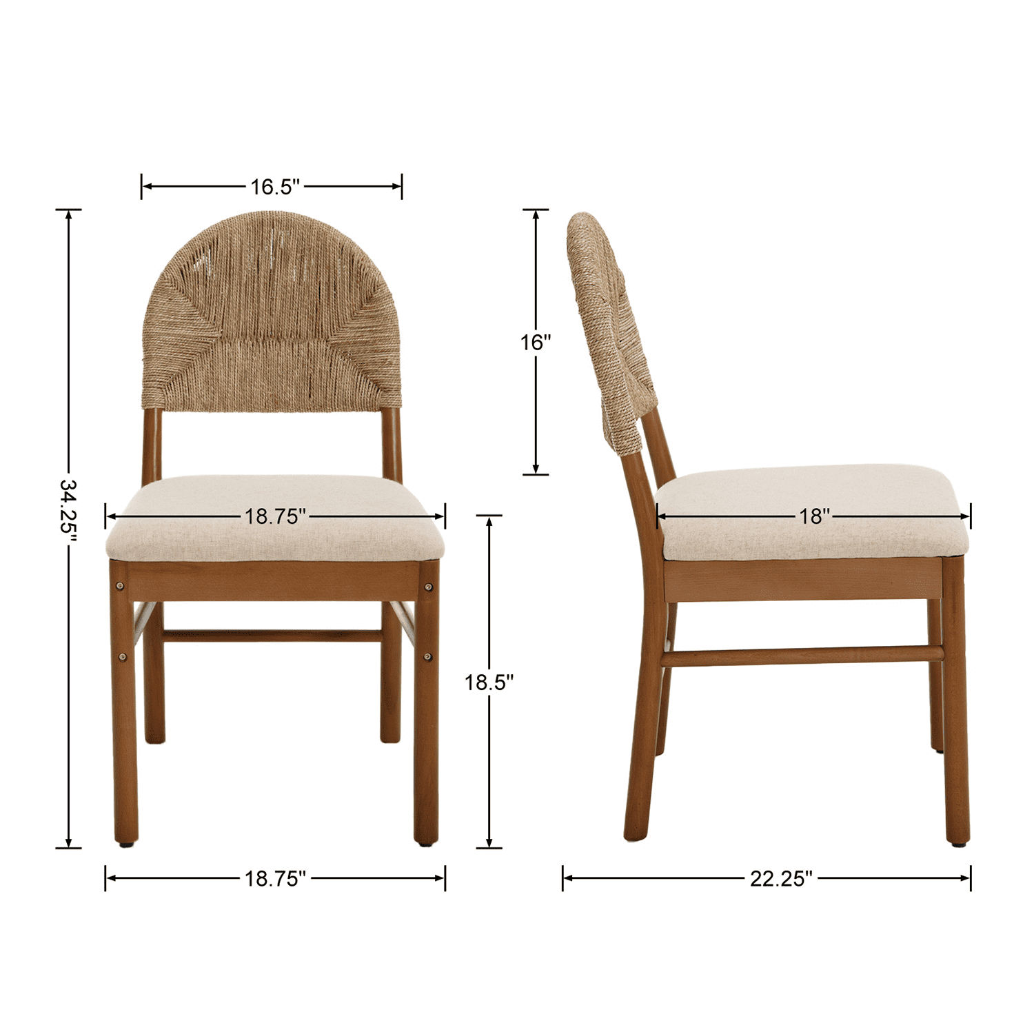 Kmax Semicircular Rattan Backrest Dining Chairs Set of 2 - 2402DC