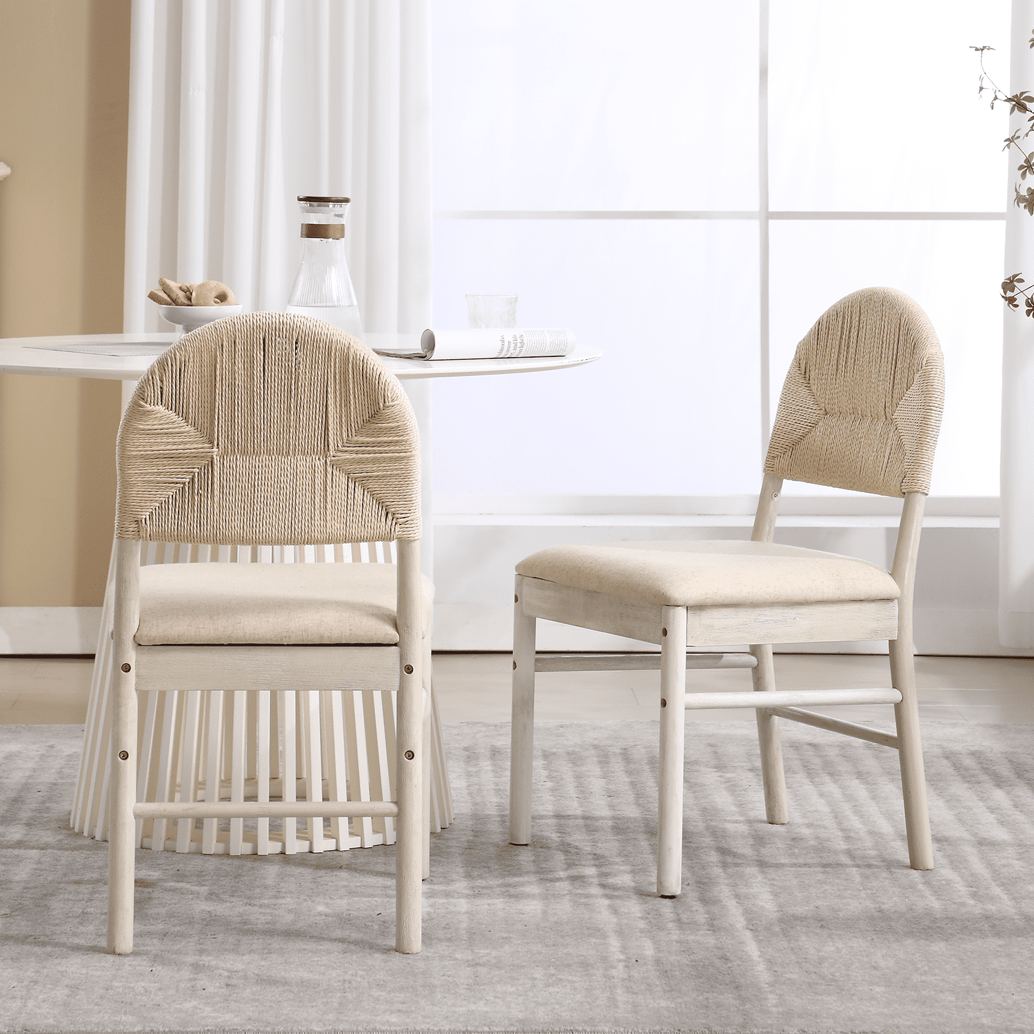 Kmax Semicircular Rattan Backrest Dining Chairs Set of 2 - 2402DC