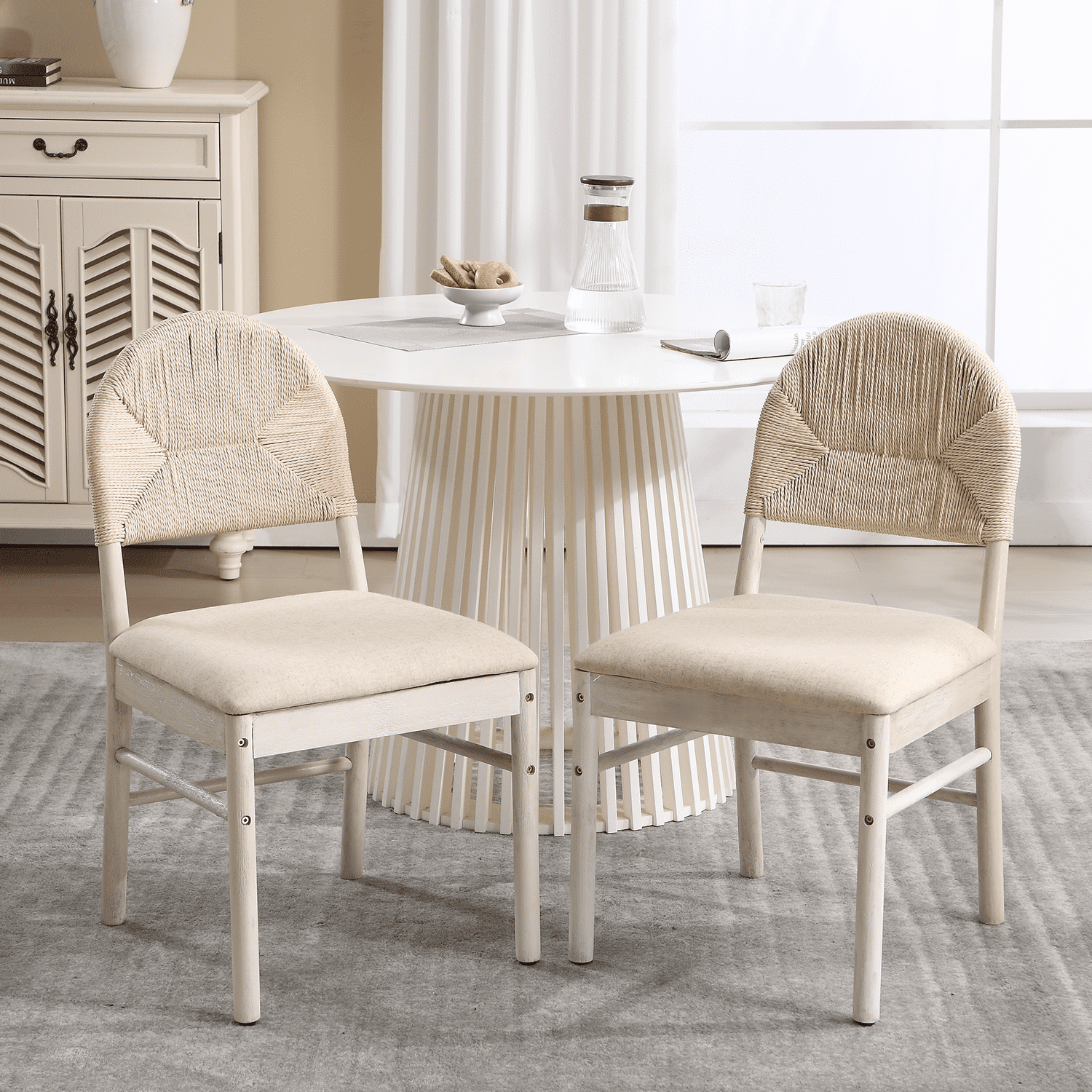 Kmax Semicircular Rattan Backrest Dining Chairs Set of 2 - 2402DC