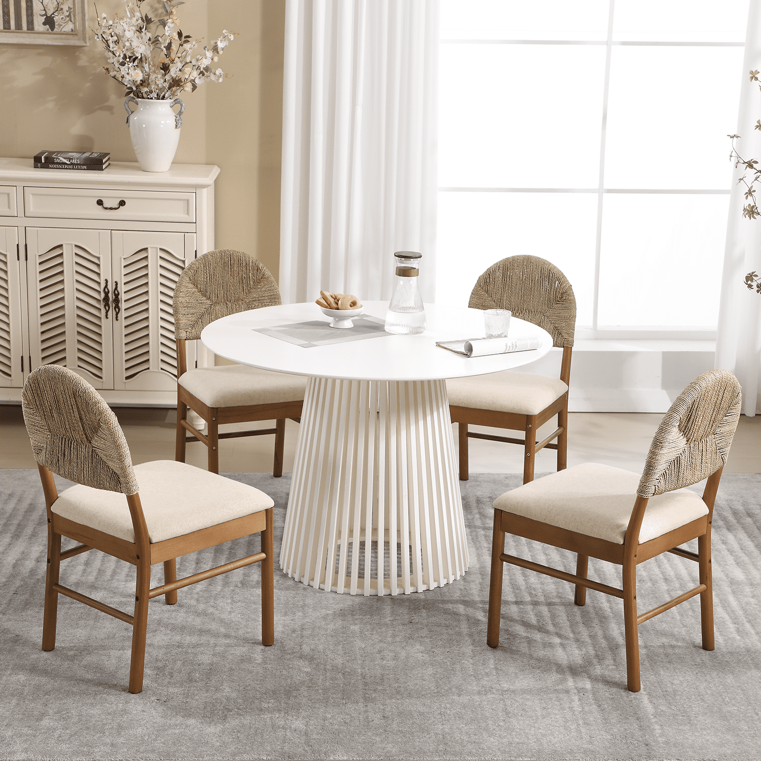 Kmax Semicircular Rattan Backrest Dining Chairs Set of 2 - 2402DC