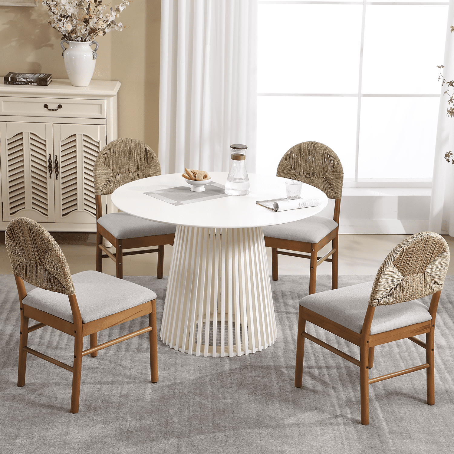 Kmax Semicircular Rattan Backrest Dining Chairs Set of 2 - 2402DC