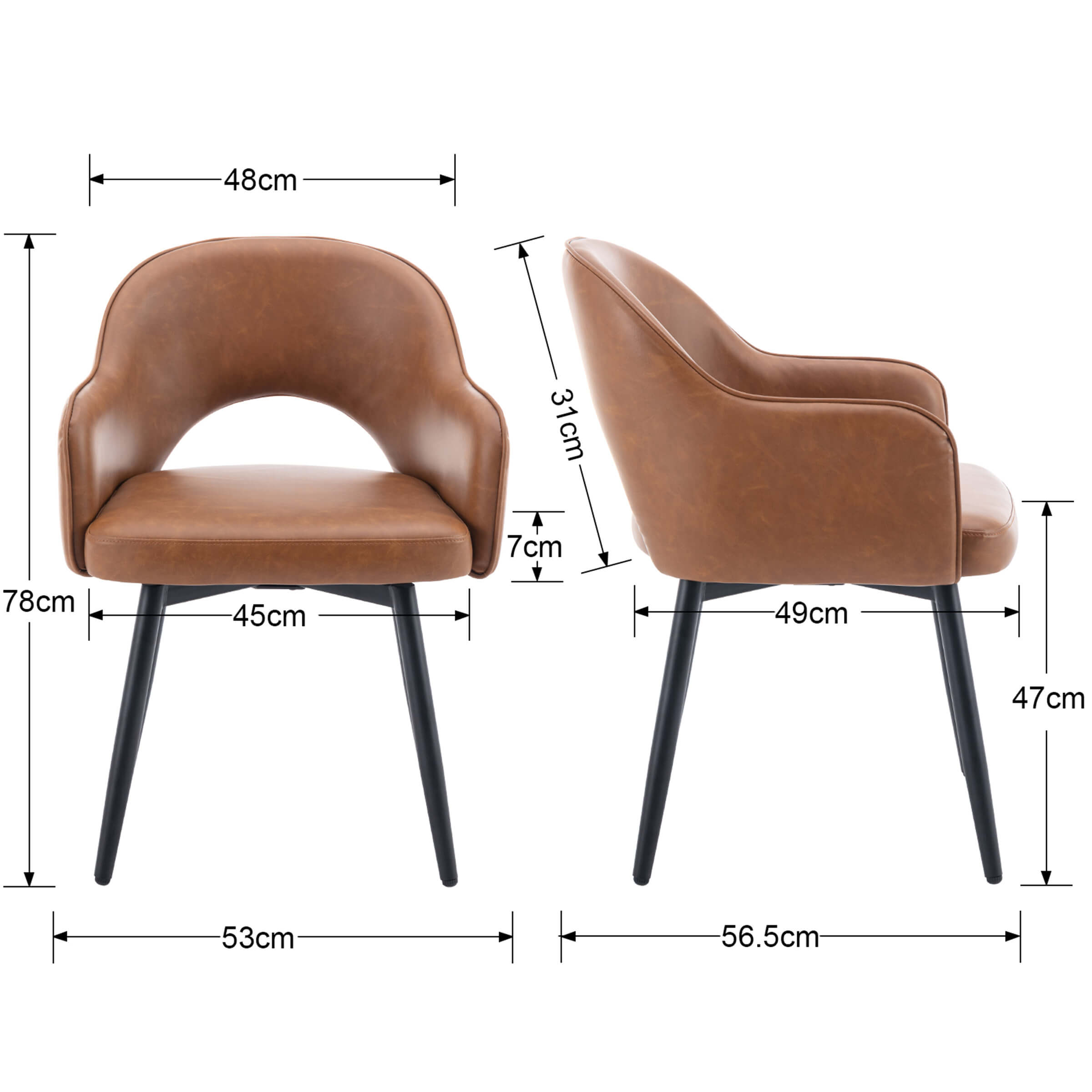 Swivel Kitchen Dining Chairs Set of 2 - 19027DC