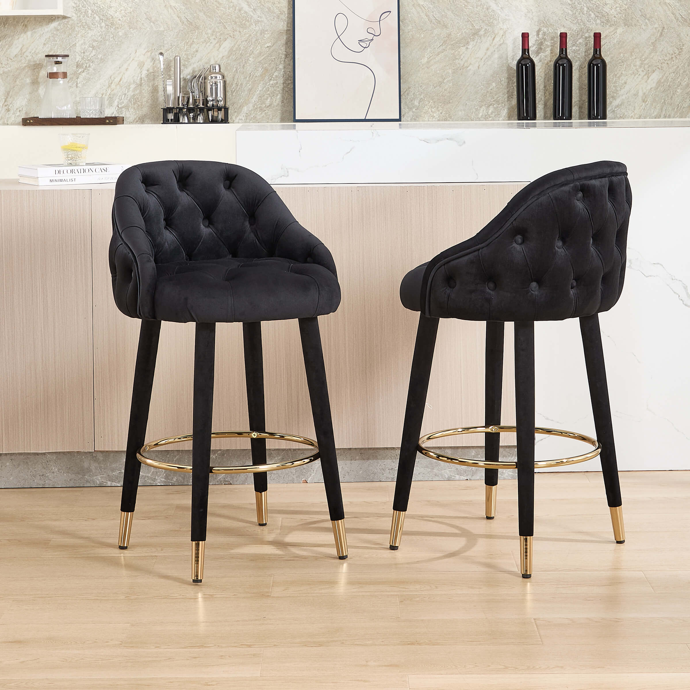 Velvet Counter Height Bar Stool with Back - 2429CS