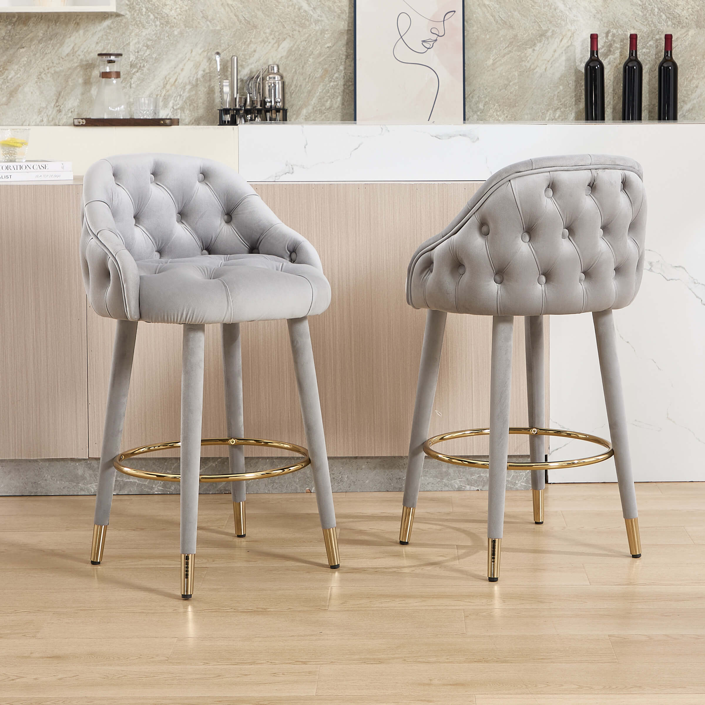Velvet Counter Height Bar Stool with Back - 2429CS