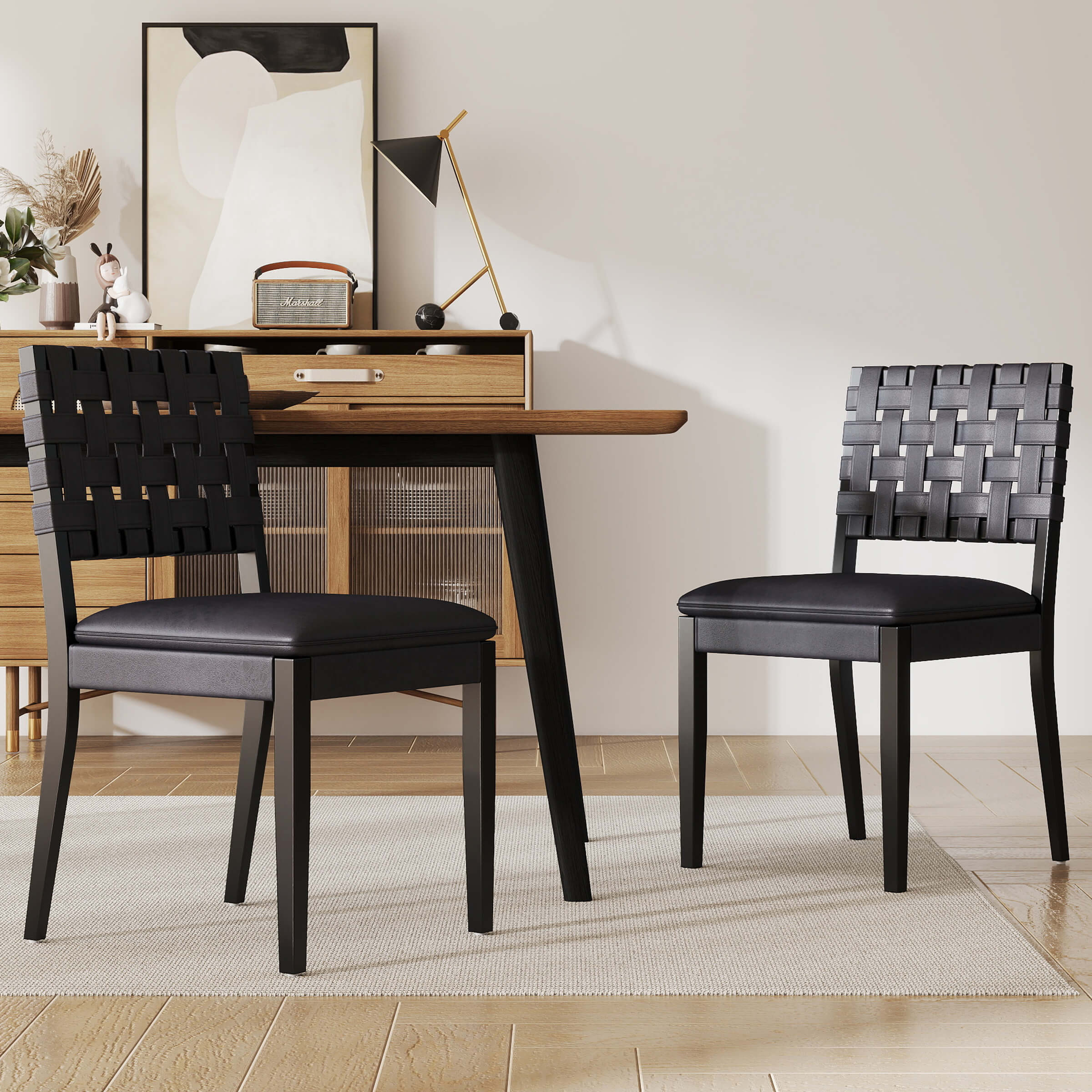 Woven Rattan Dining Chairs Set of 2 - 5080DC