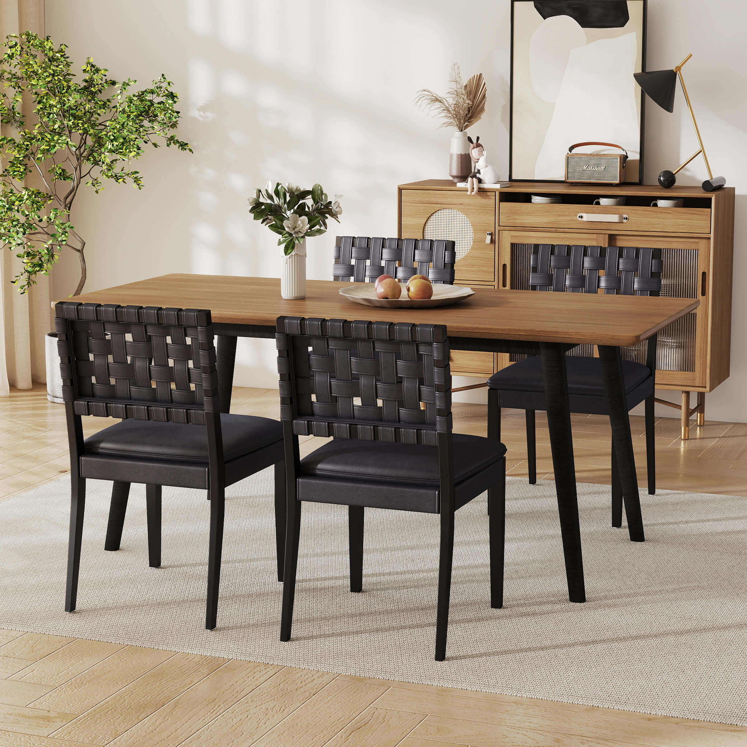 Woven Rattan Dining Chairs Set of 2 - 5080DC