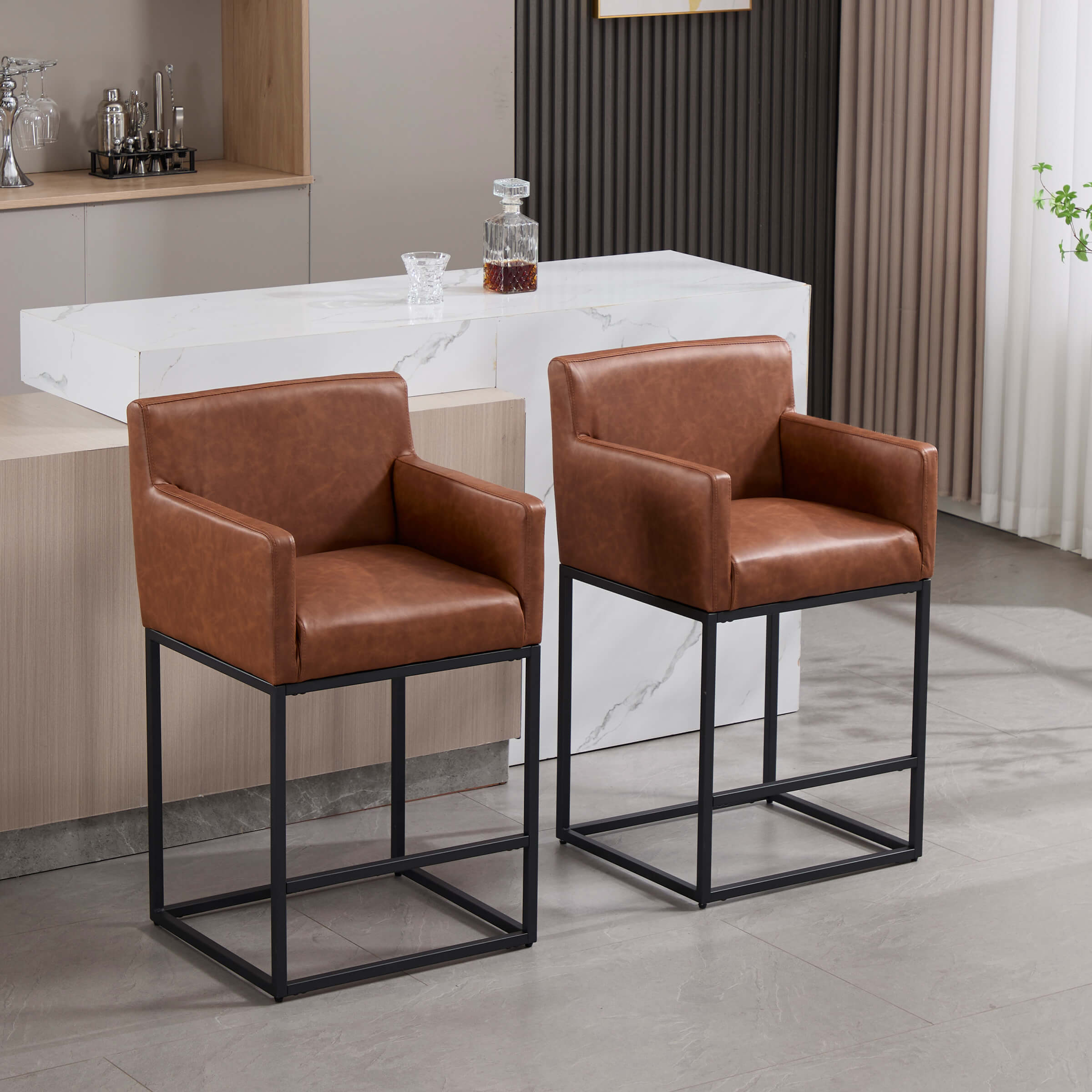 CHICAURA 26"H Bar Stools with Backrest Set of 2 - 5692CS