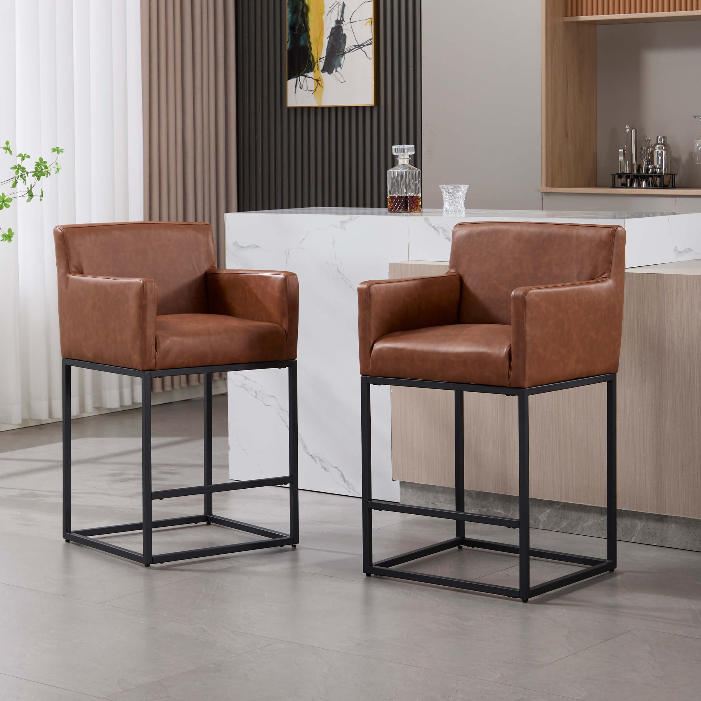 CHICAURA 26"H Bar Stools with Backrest Set of 2 - 5692CS