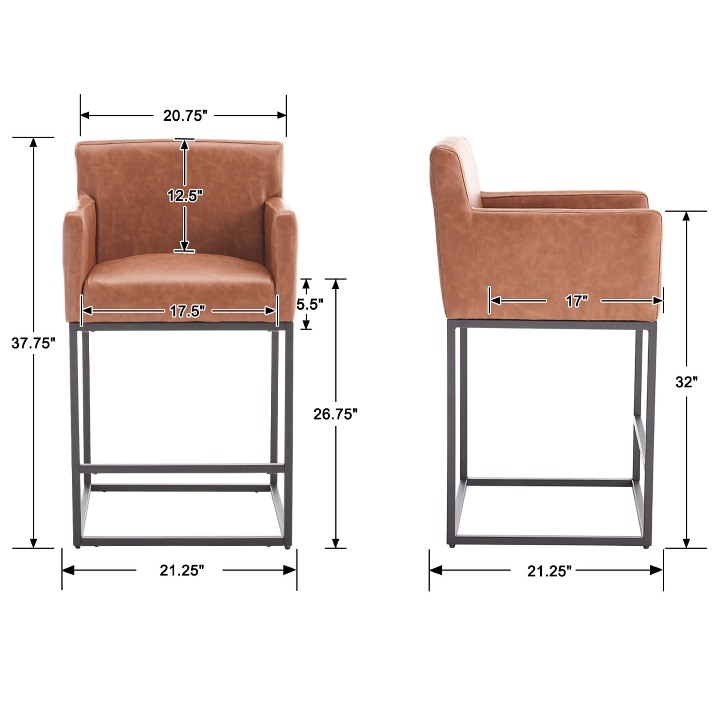 CHICAURA 26"H Bar Stools with Backrest Set of 2 - 5692CS