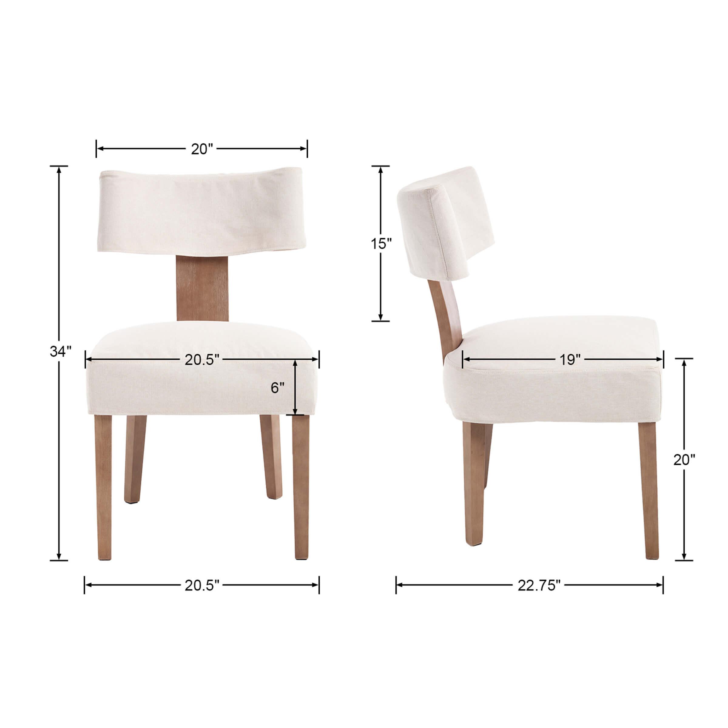 CIMOTA Classic Curved Open Back Dining Chairs Set of 2 - 1670&1917&1918