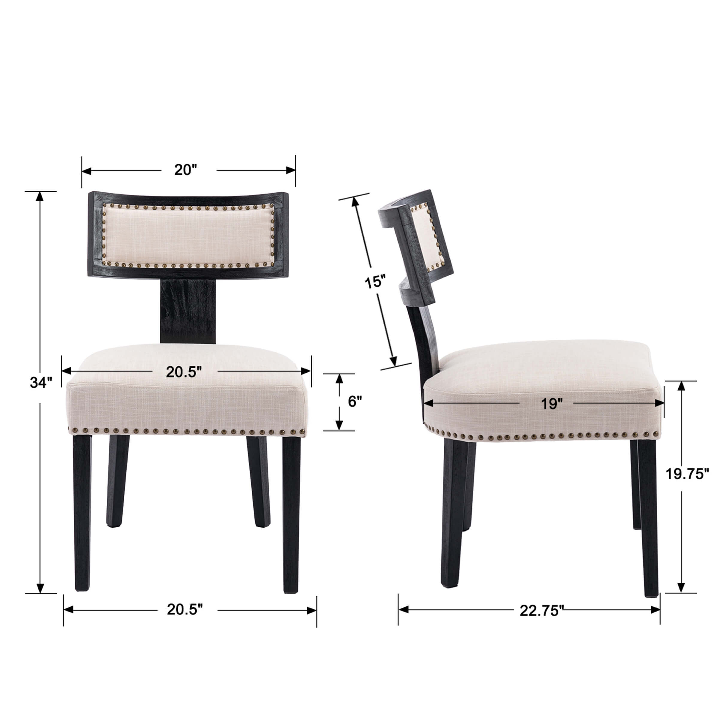 CIMOTA Classic Curved Open Back Dining Chairs Set of 2 - 1670&1917&1918