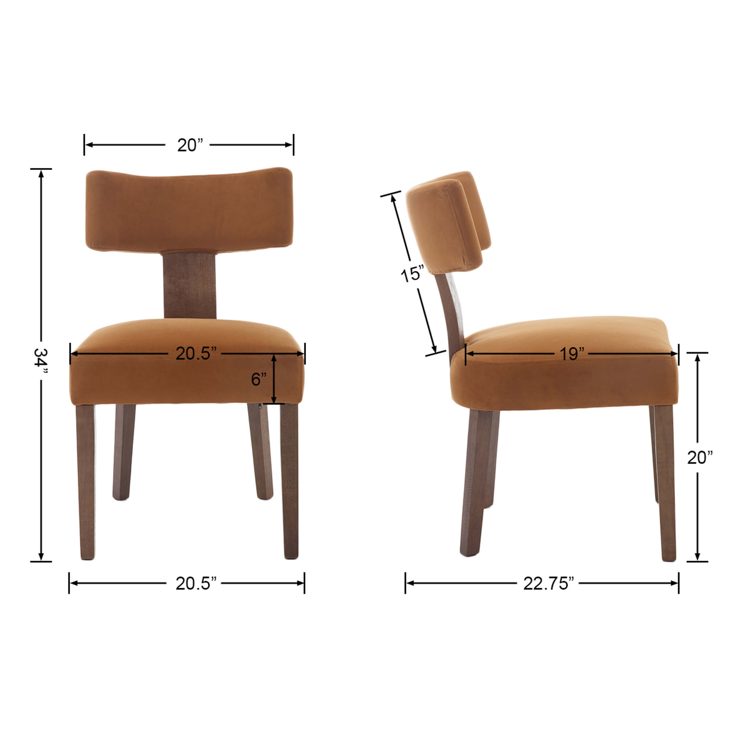 CIMOTA Classic Curved Open Back Dining Chairs Set of 2 - 1670&1917&1918