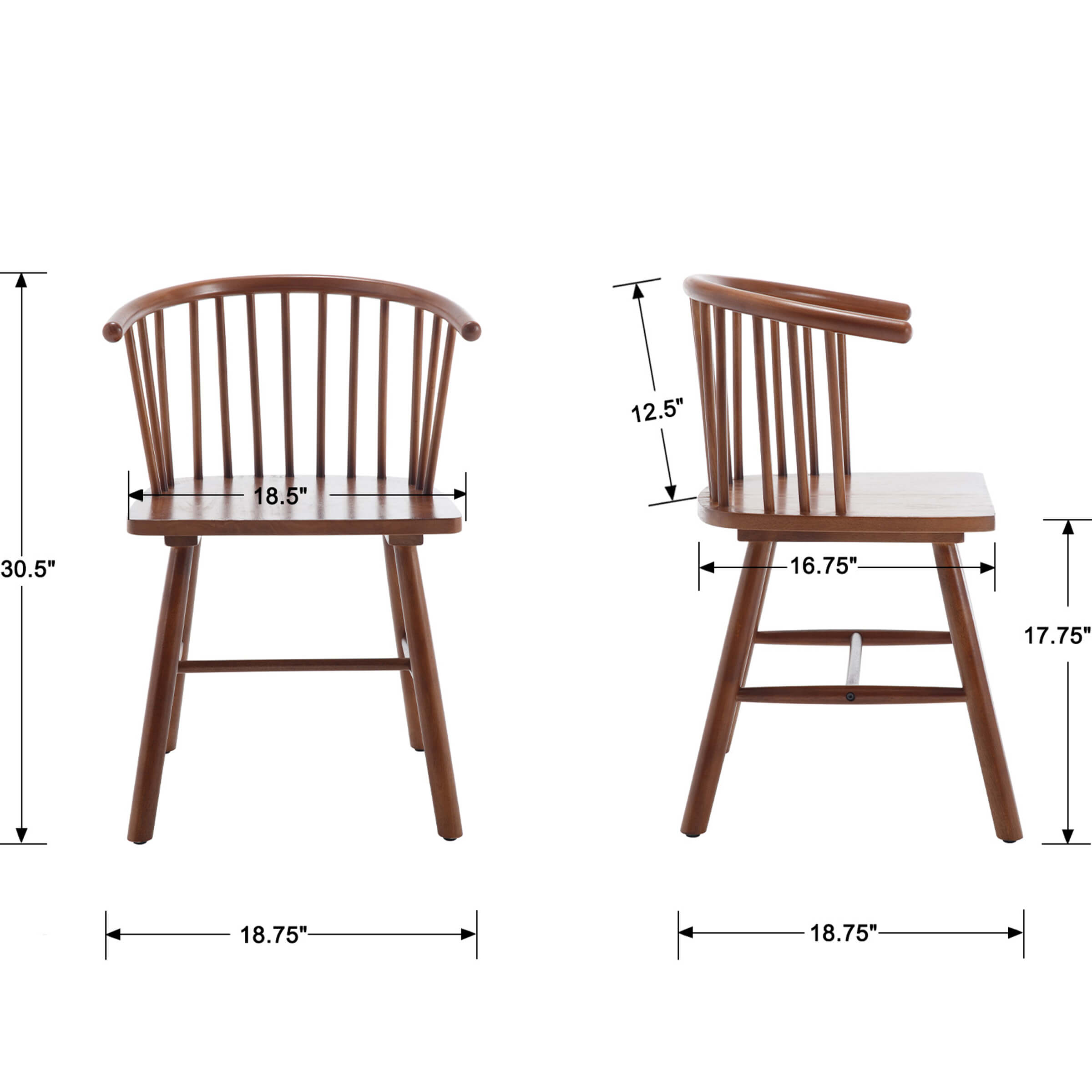 Kmax Curved Back Wood Dining Chair Set of 2 - DC01DC