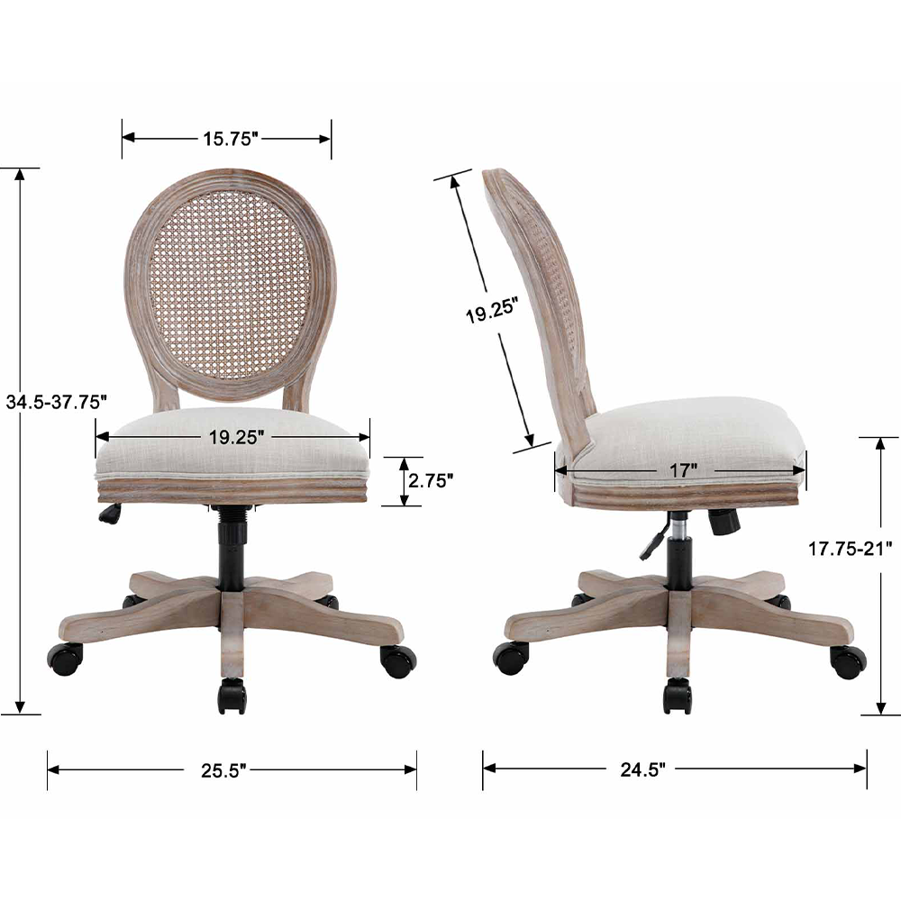 Janoray French Country Swivel Office Chair 1 PCS - 7105ROC