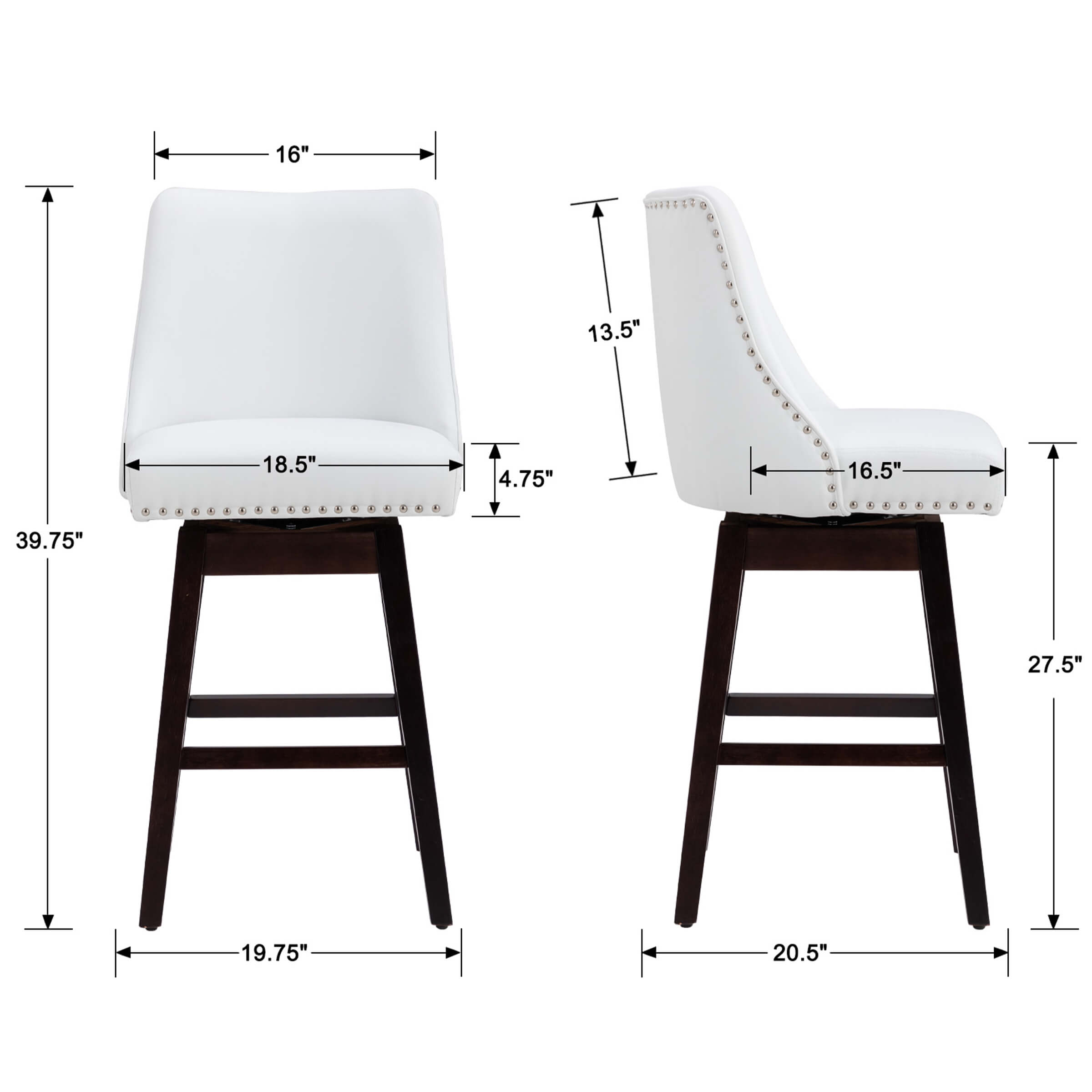 Kmax 27.5"H Mid-Century Counter Swivel Bar Stools - 6017