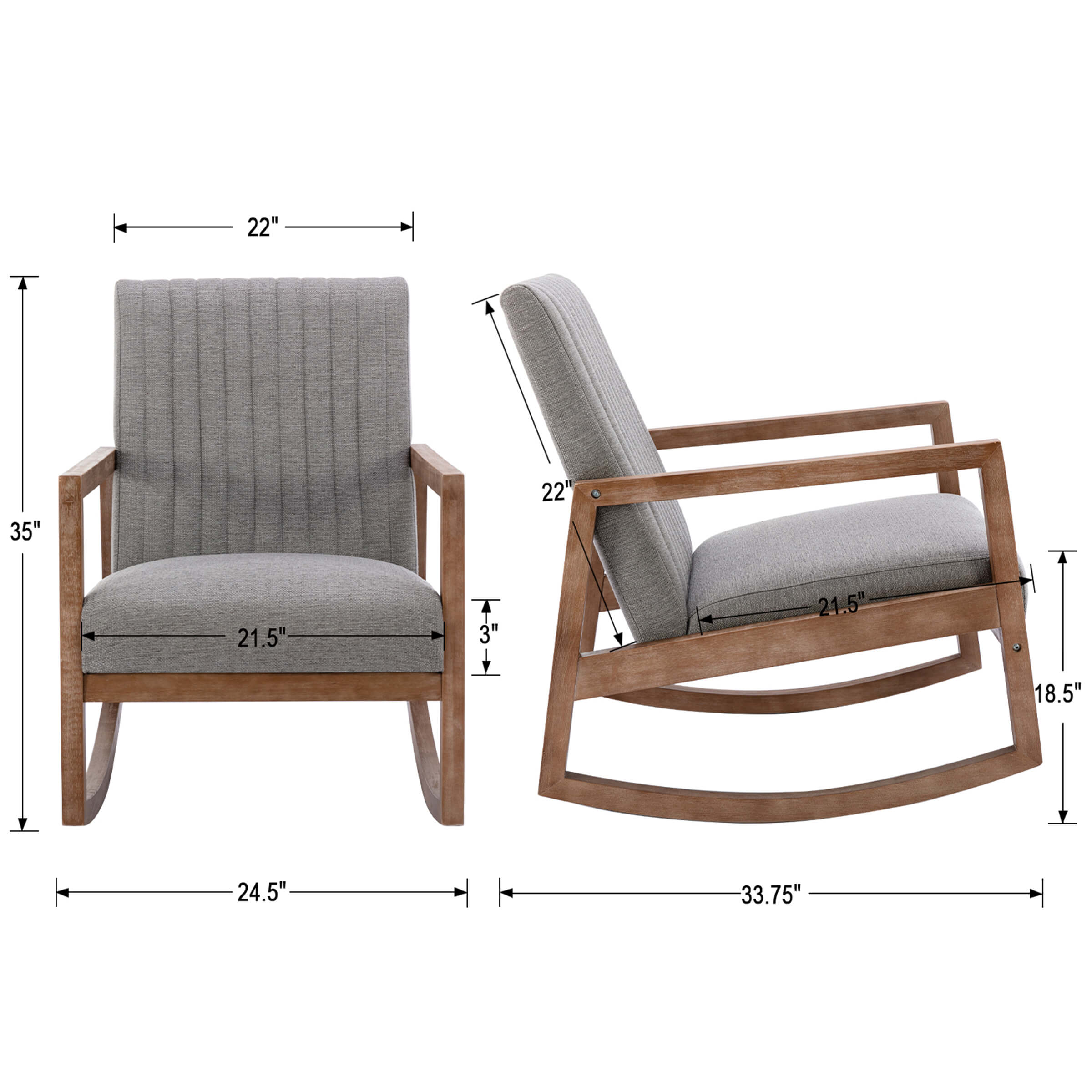 Janoray Mid Century Accent Rocking Chair 1 PCS - 3507RC