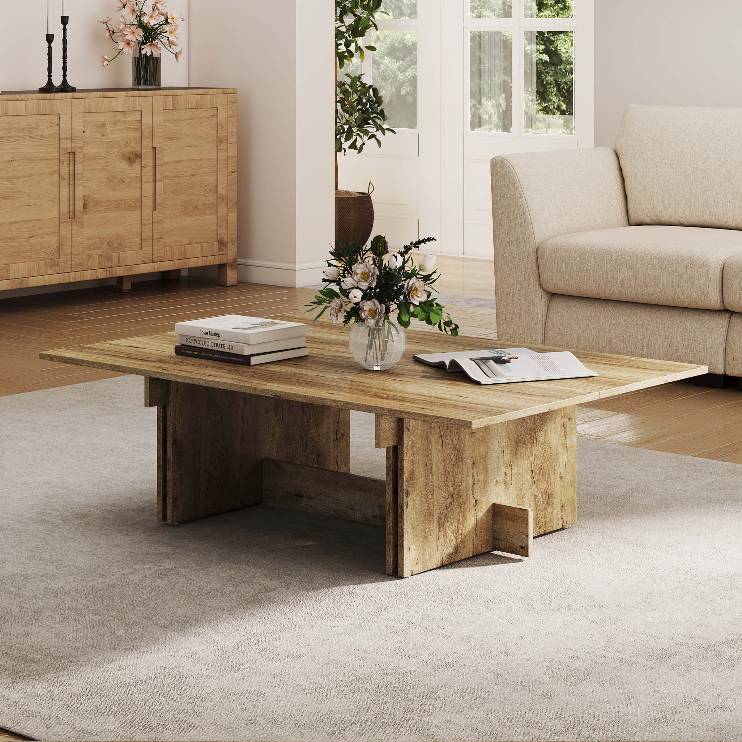 EALSON Mid Century Wood Coffee Table - 10225CT