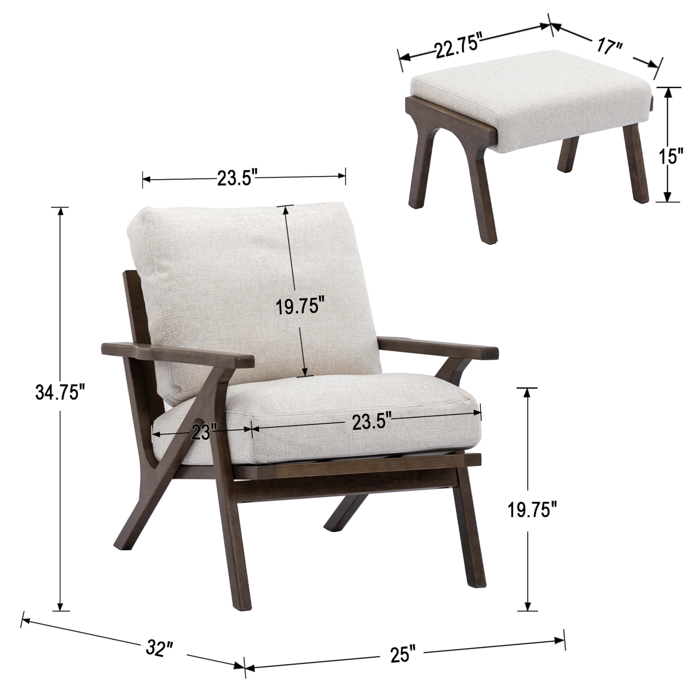 VESCASA Mid Century Modern Arm Chair - 3422AC