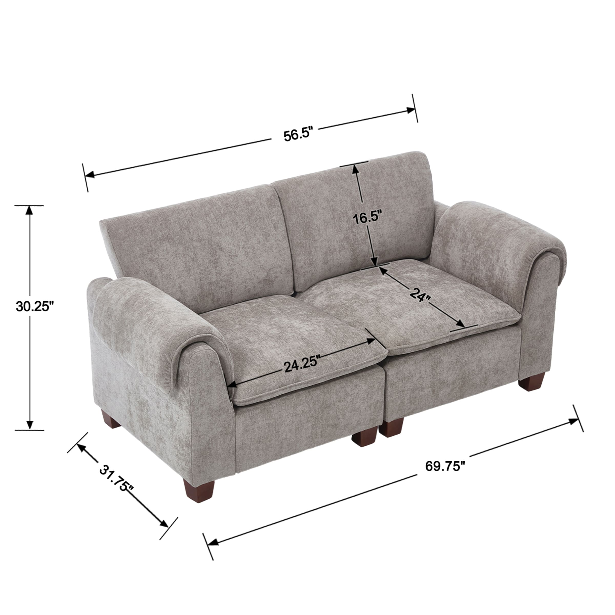 VESCASA Modern Armrest Chenille Sectional Sofa - 1017SF