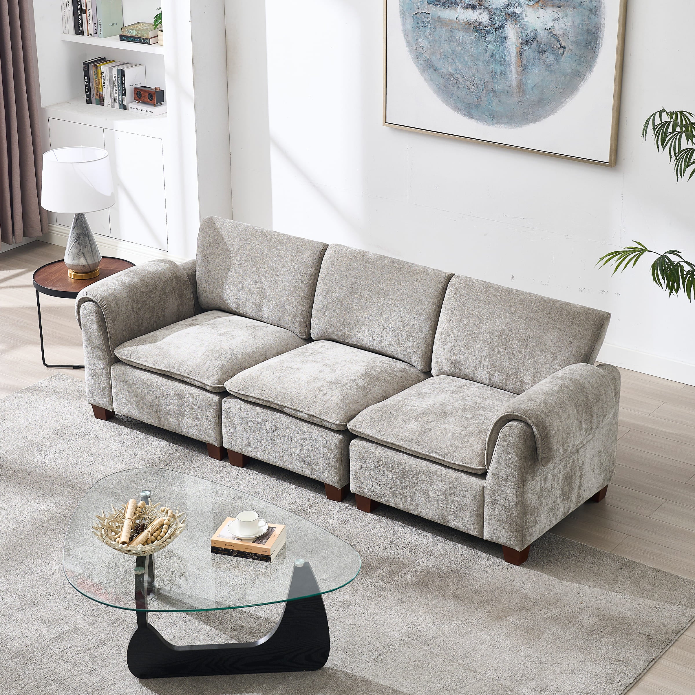 VESCASA Modern Armrest Chenille Sectional Sofa - 1017SF