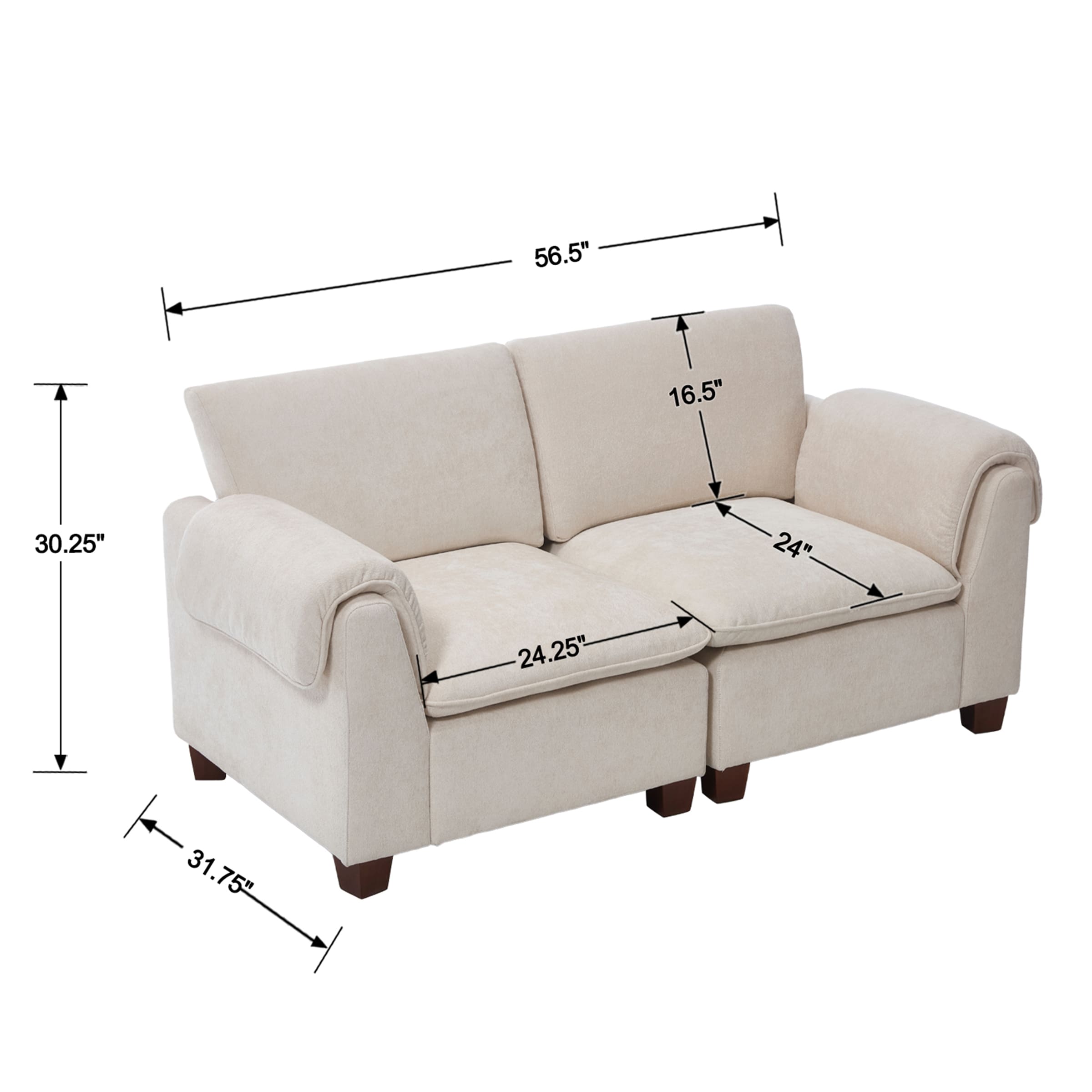 VESCASA Modern Armrest Chenille Sectional Sofa - 1017SF