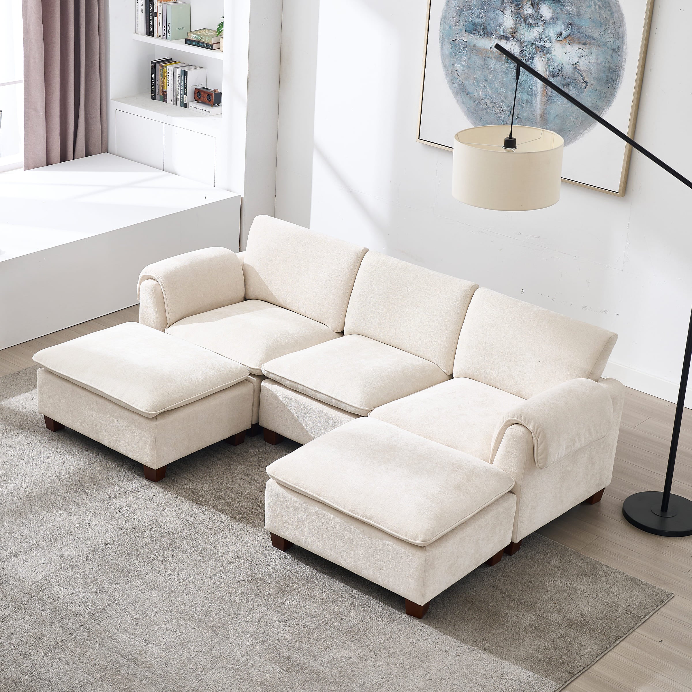 VESCASA Modern Armrest Chenille Sectional Sofa - 1017SF