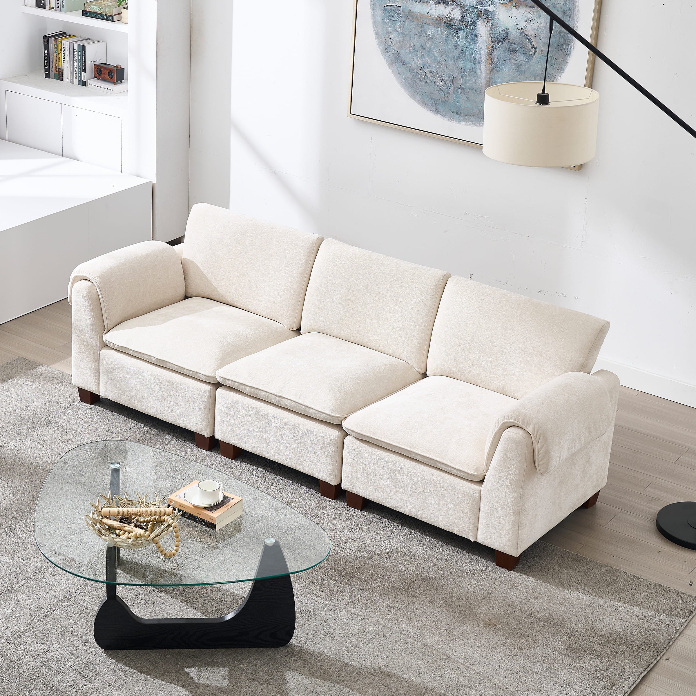 VESCASA Modern Armrest Chenille Sectional Sofa - 1017SF
