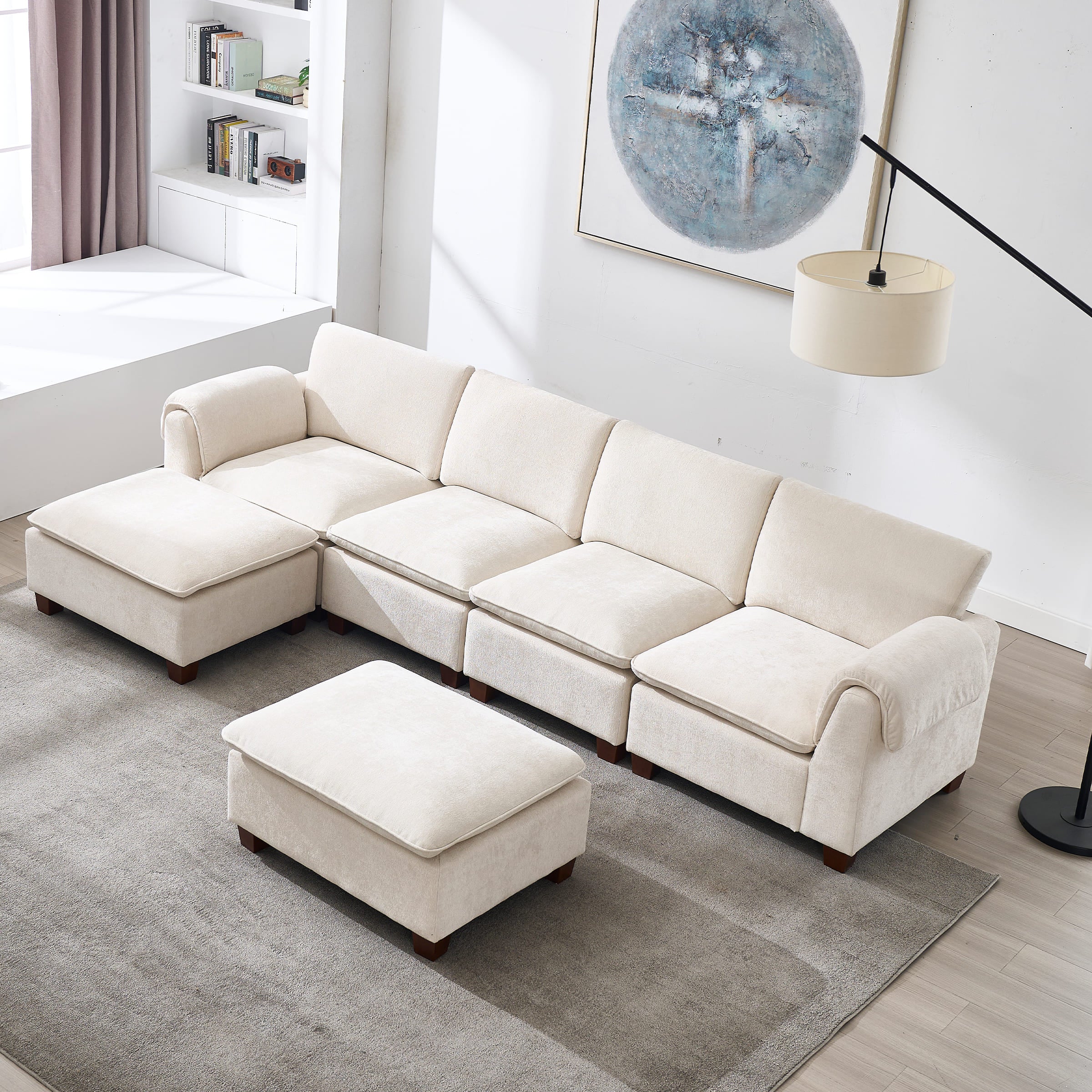 VESCASA Modern Armrest Chenille Sectional Sofa - 1017SF