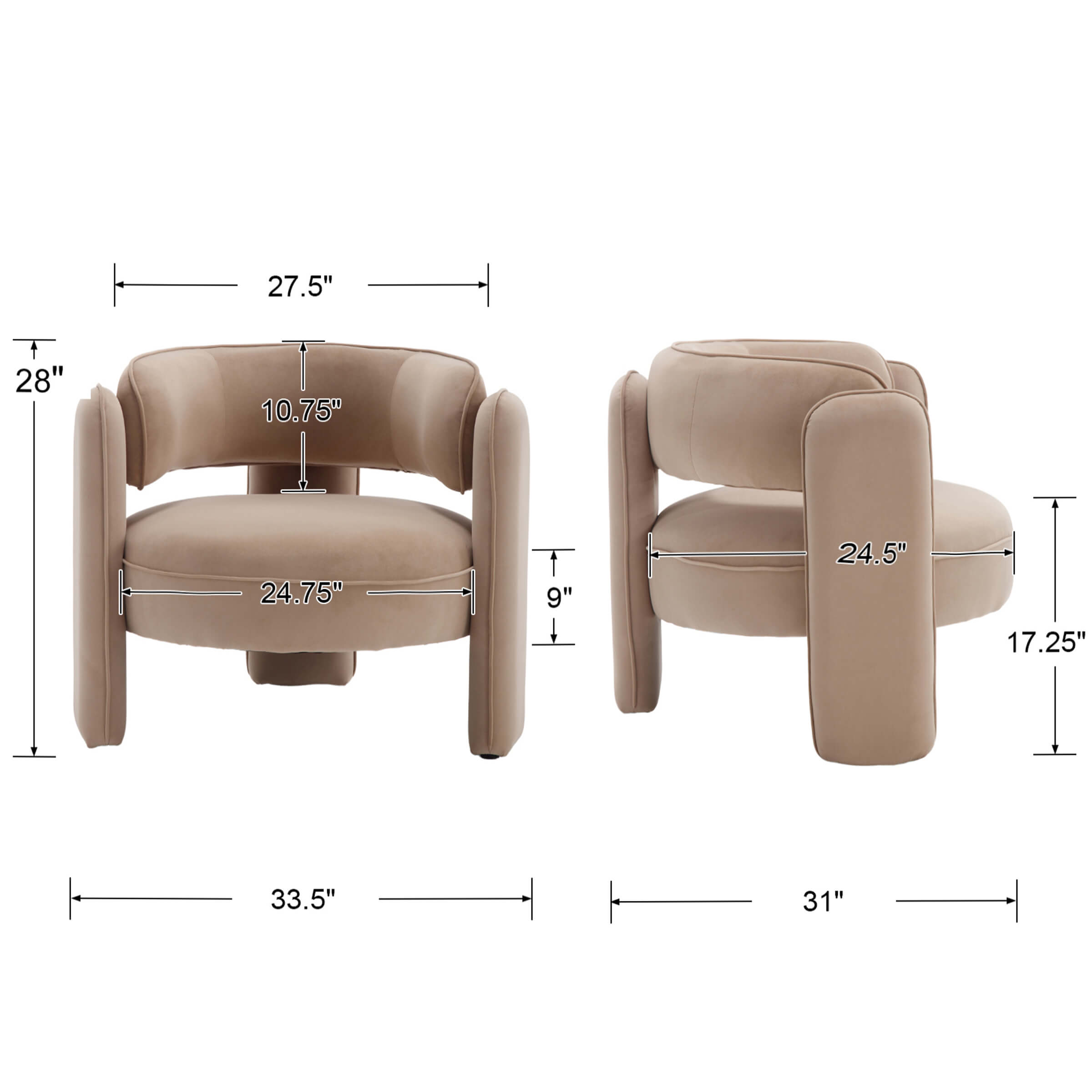 VESCASA Modern Barrel Accent Chair 1 PCS - 6414AC