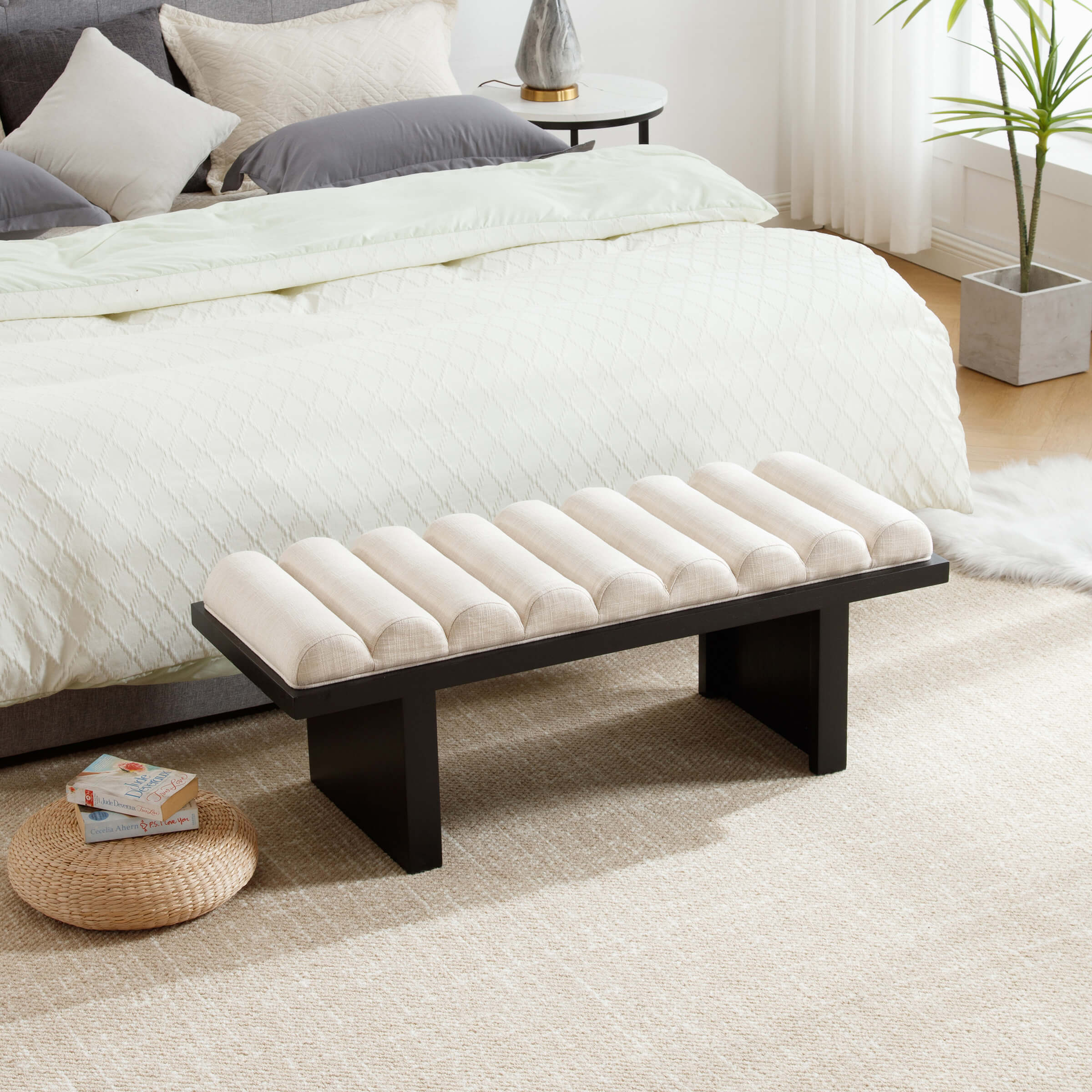 EALSON Modern Padded Wood Frame Bench - 2639BH