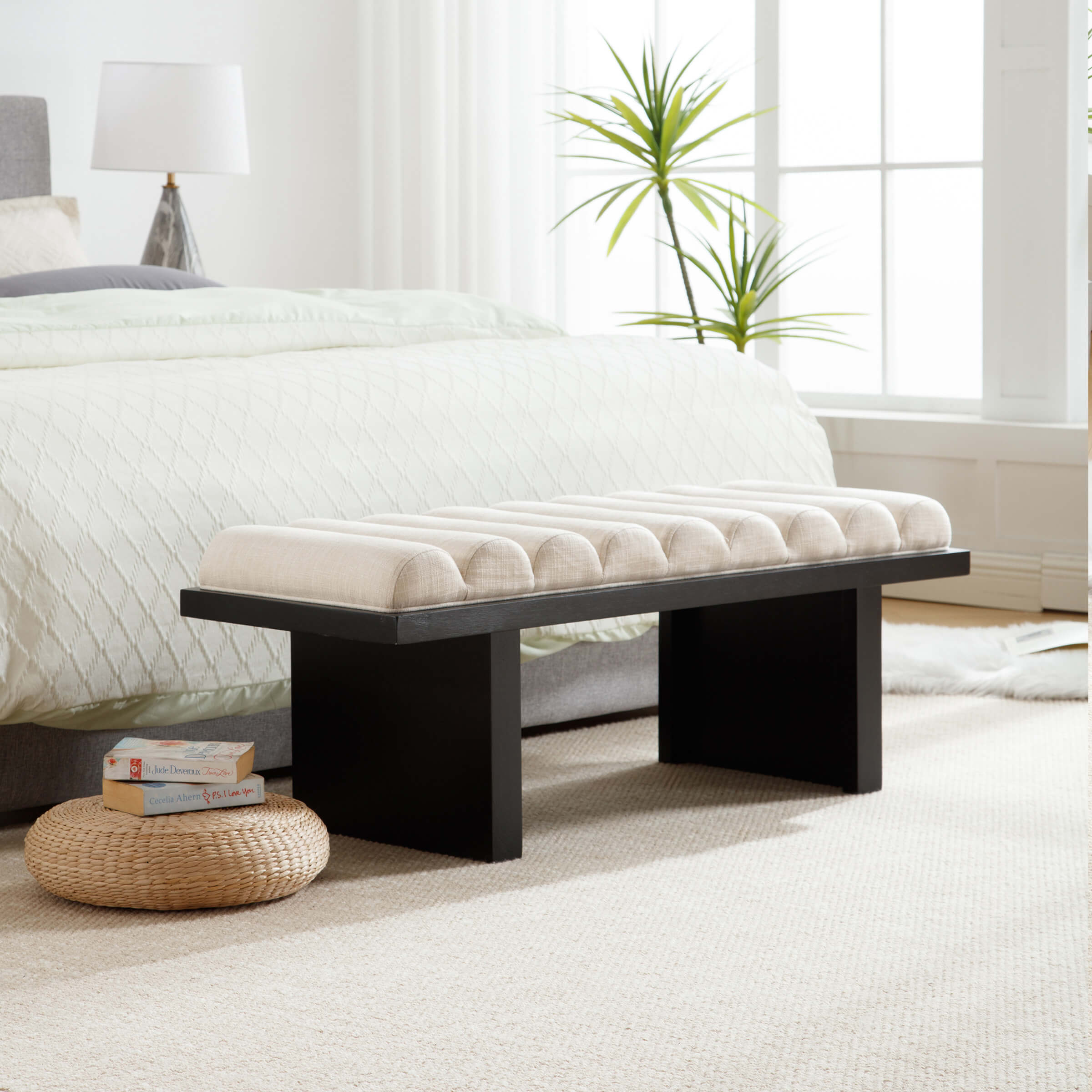 EALSON Modern Padded Wood Frame Bench - 2639BH