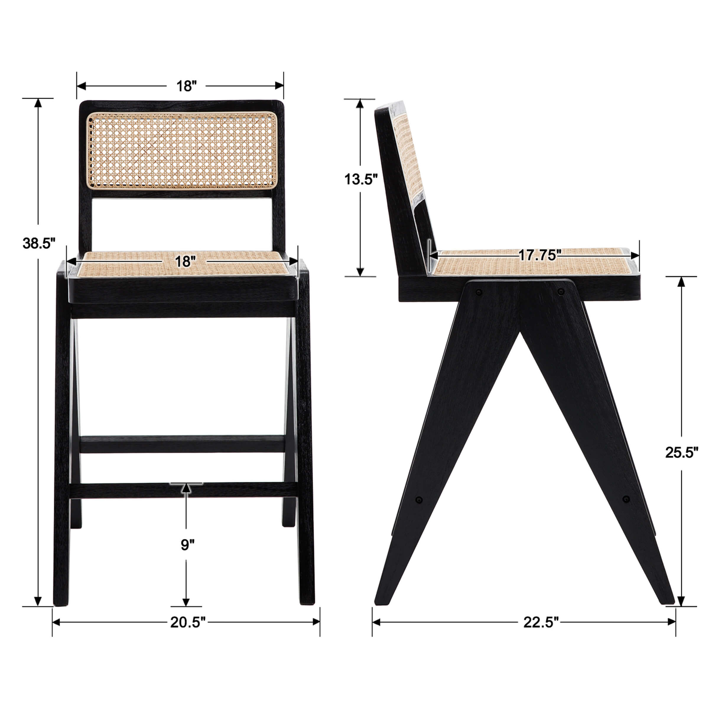 Janoray 26"H Rattan Back Wood Counte Stools Set of 2 - 5760CS