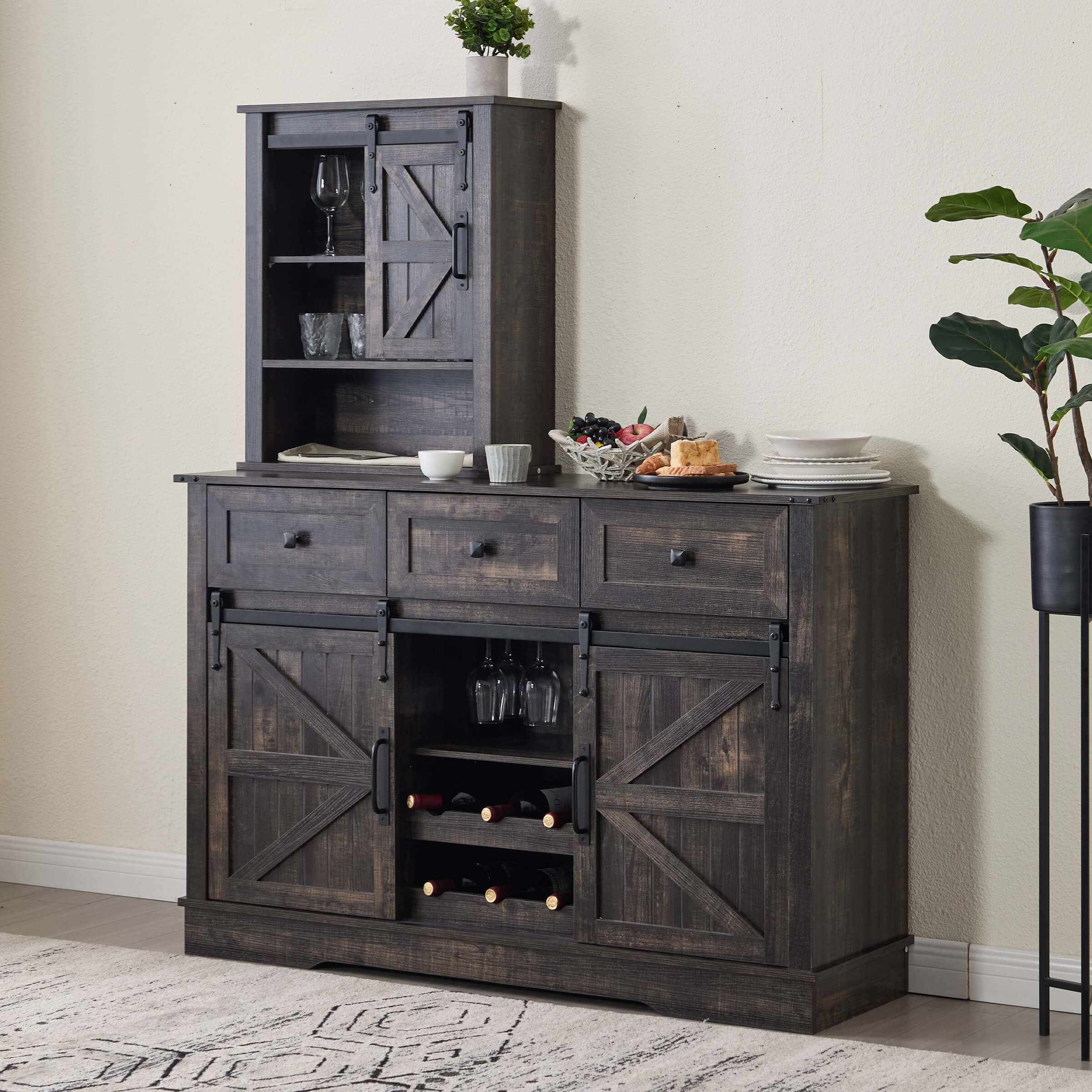 Kmax Rustic Farmhouse Cabinet with Sliding Barn Door - XX156CB