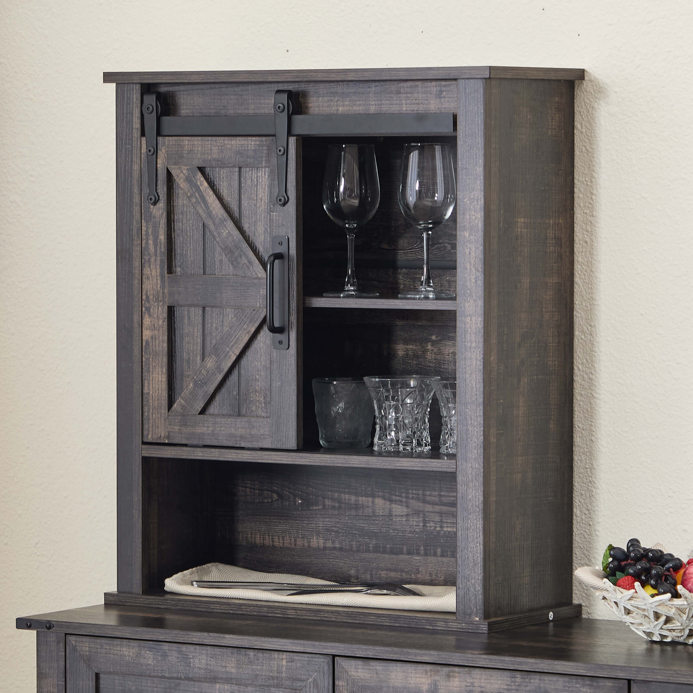 Kmax Rustic Farmhouse Cabinet with Sliding Barn Door - XX156CB