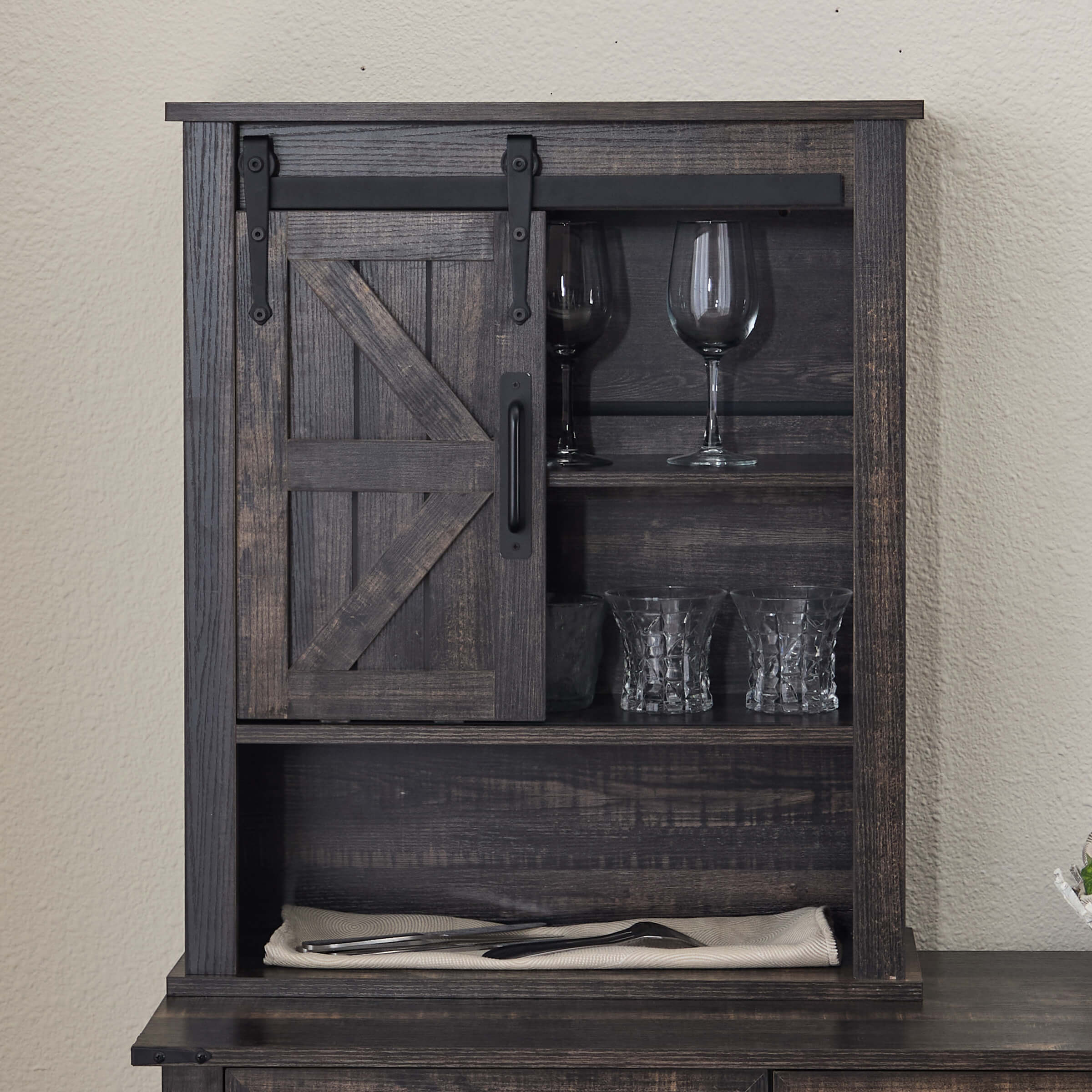Kmax Rustic Farmhouse Cabinet with Sliding Barn Door - XX156CB