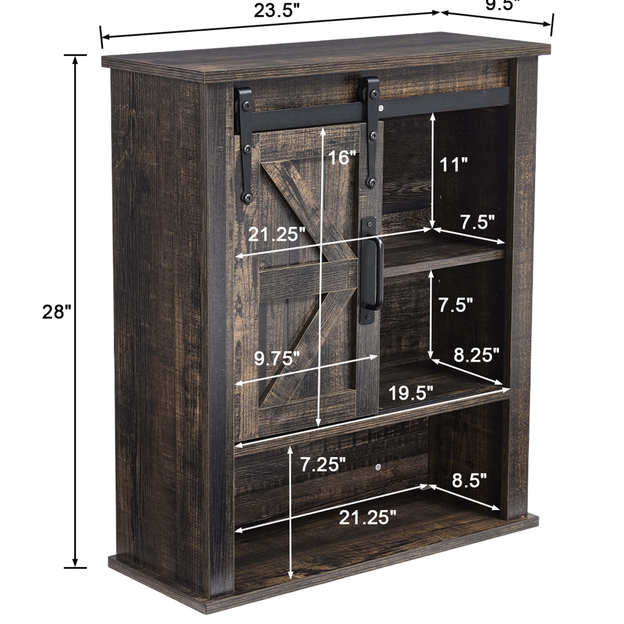 Kmax Rustic Farmhouse Cabinet with Sliding Barn Door - XX156CB