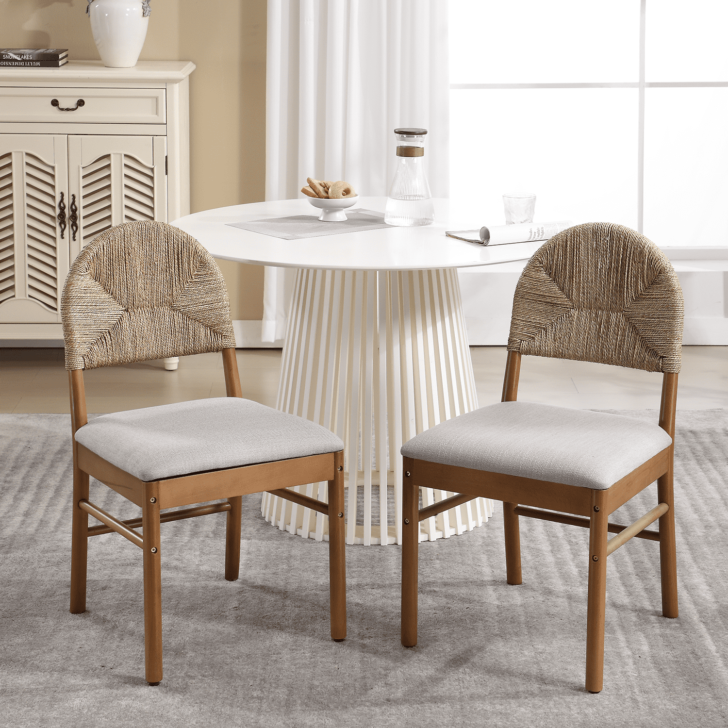 Kmax Semicircular Rattan Backrest Dining Chairs Set of 2 - 2402DC