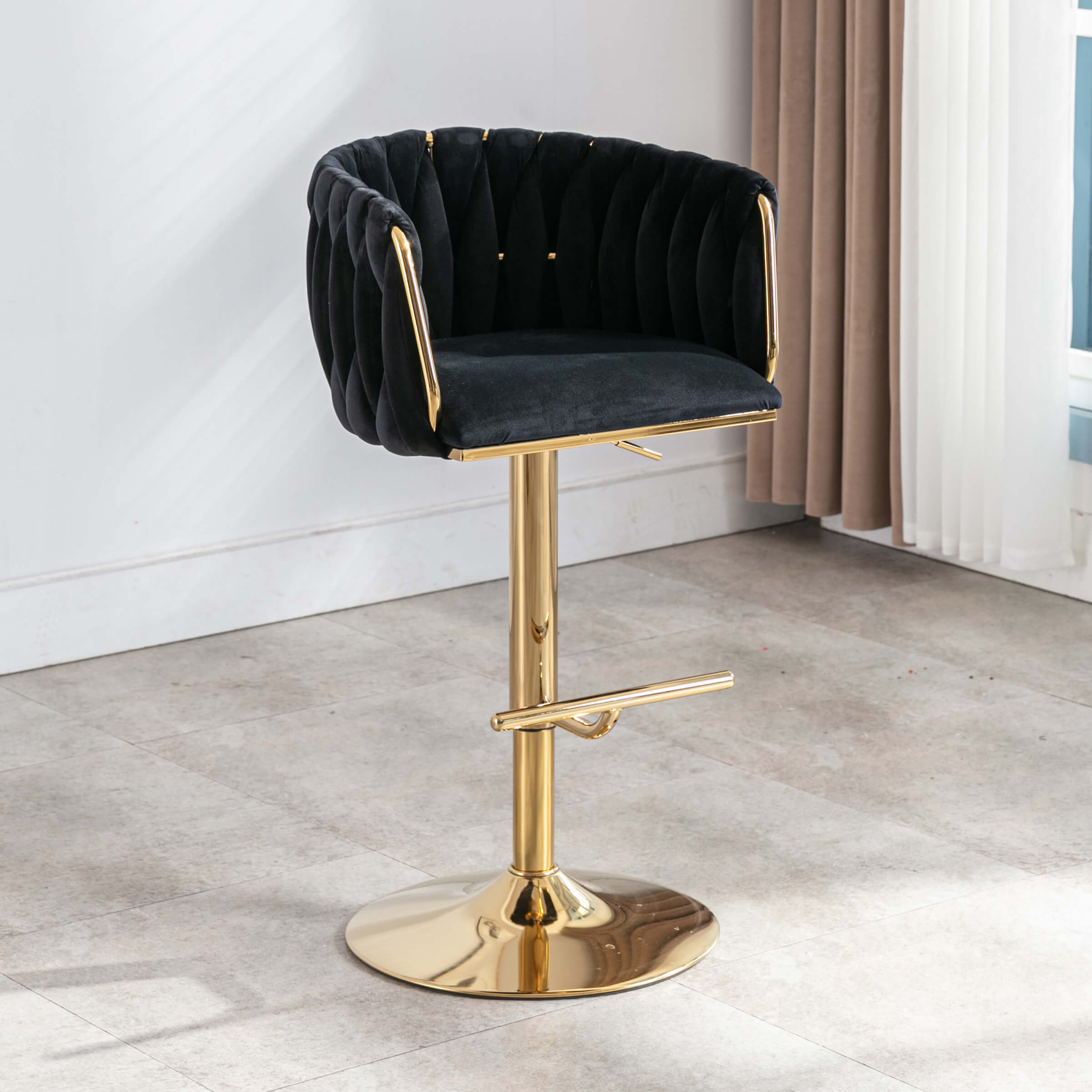 CHICAURA Swivel Gold Base Bar Stools Set of 2 - 6022AB
