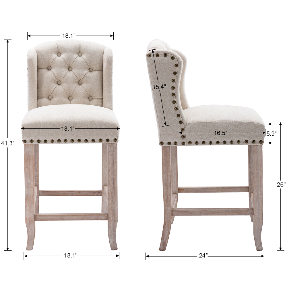 Janoray 26"H Tufted Counter Stools Set of 2 - 5615CS