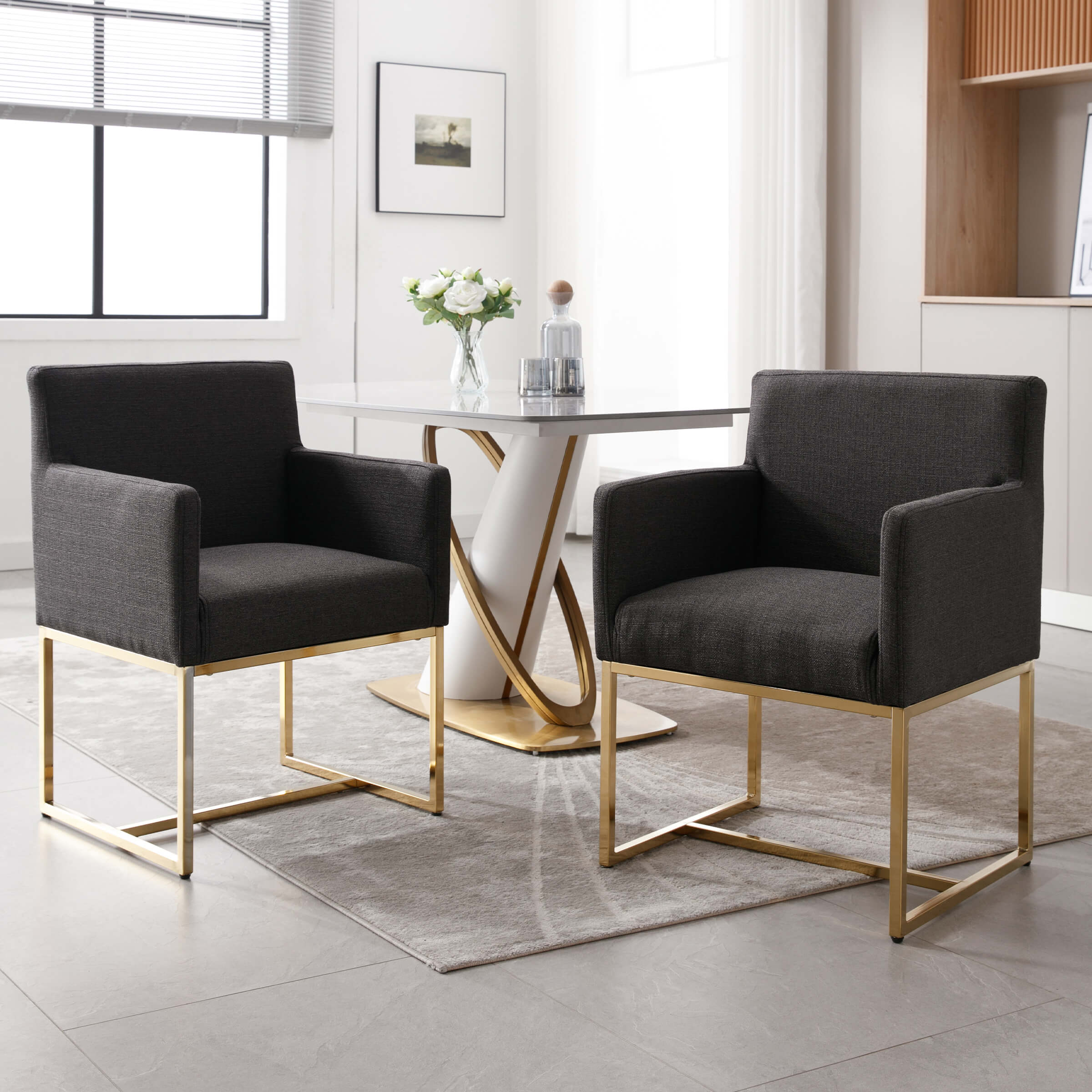 VESCASA Upholstered Dining Chairs with Arms Set of 2 - 1823DC