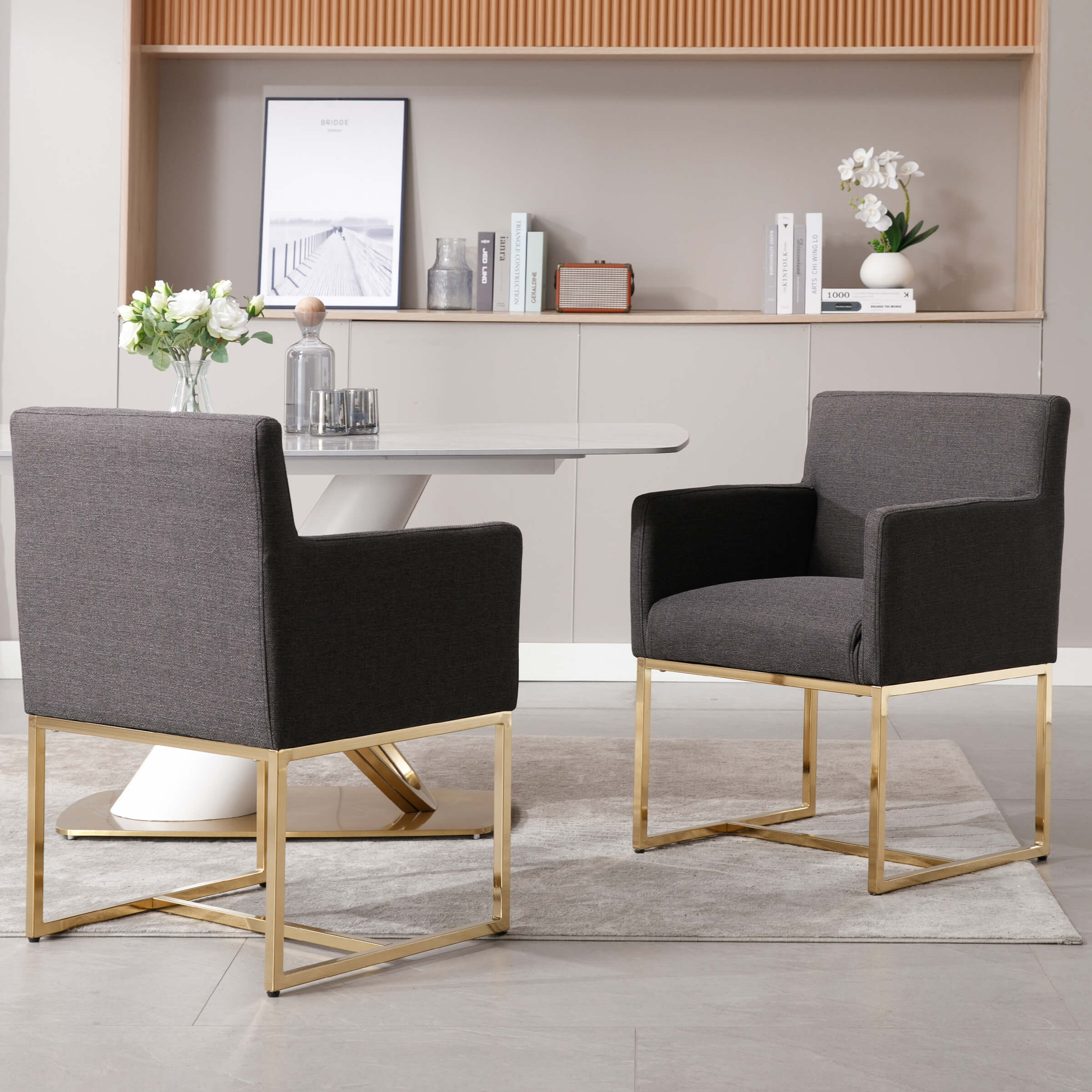 VESCASA Upholstered Dining Chairs with Arms Set of 2 - 1823DC