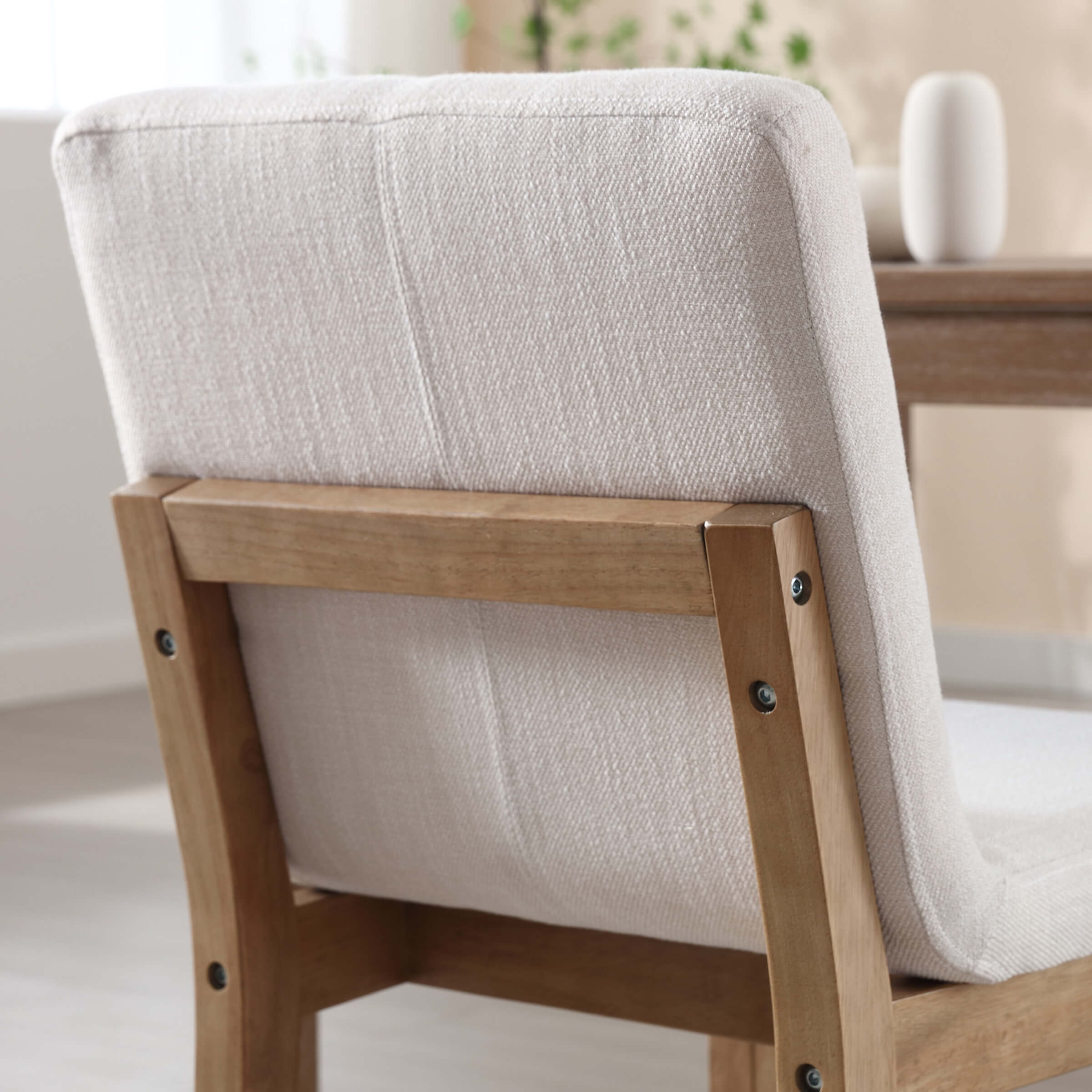 Mid-century Upholstered Linen Dining Chairs Set of 2 - 1950