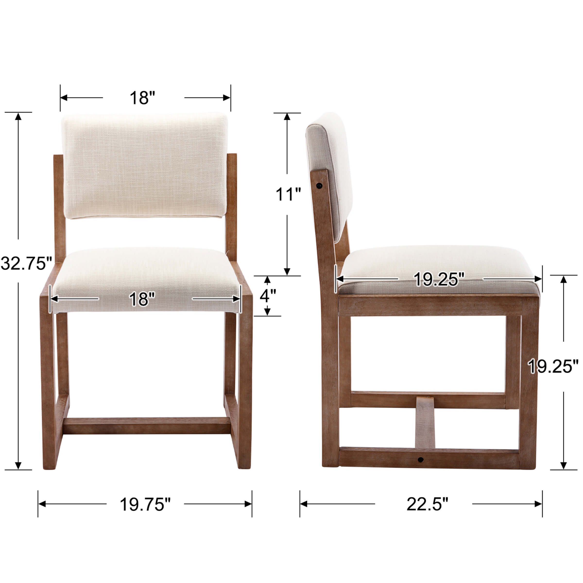 Janoray Upholstered Wood Dining Chairs Set of 2 - 1955DC