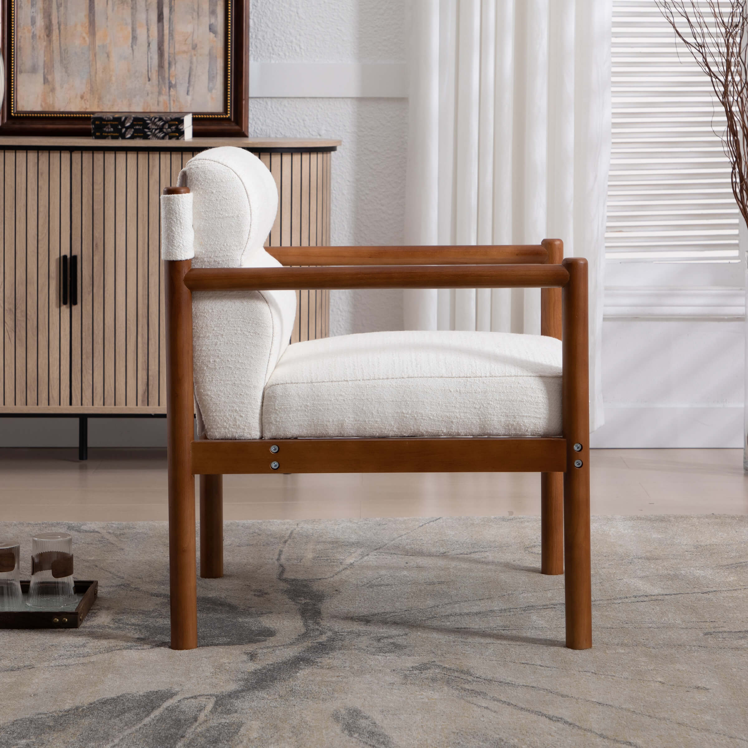 ROCITY Modern Upholstered Linen Accent Chair - 3220