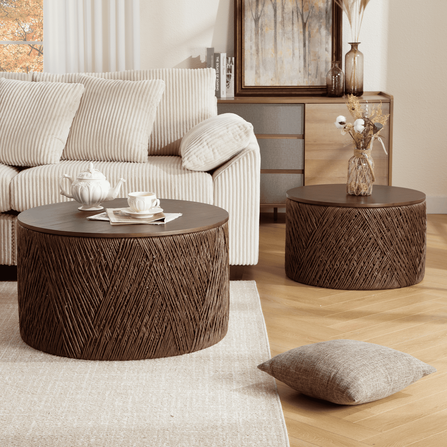 EALSON Woven Nesting Storage Coffee Tables Set of 2 - 22755